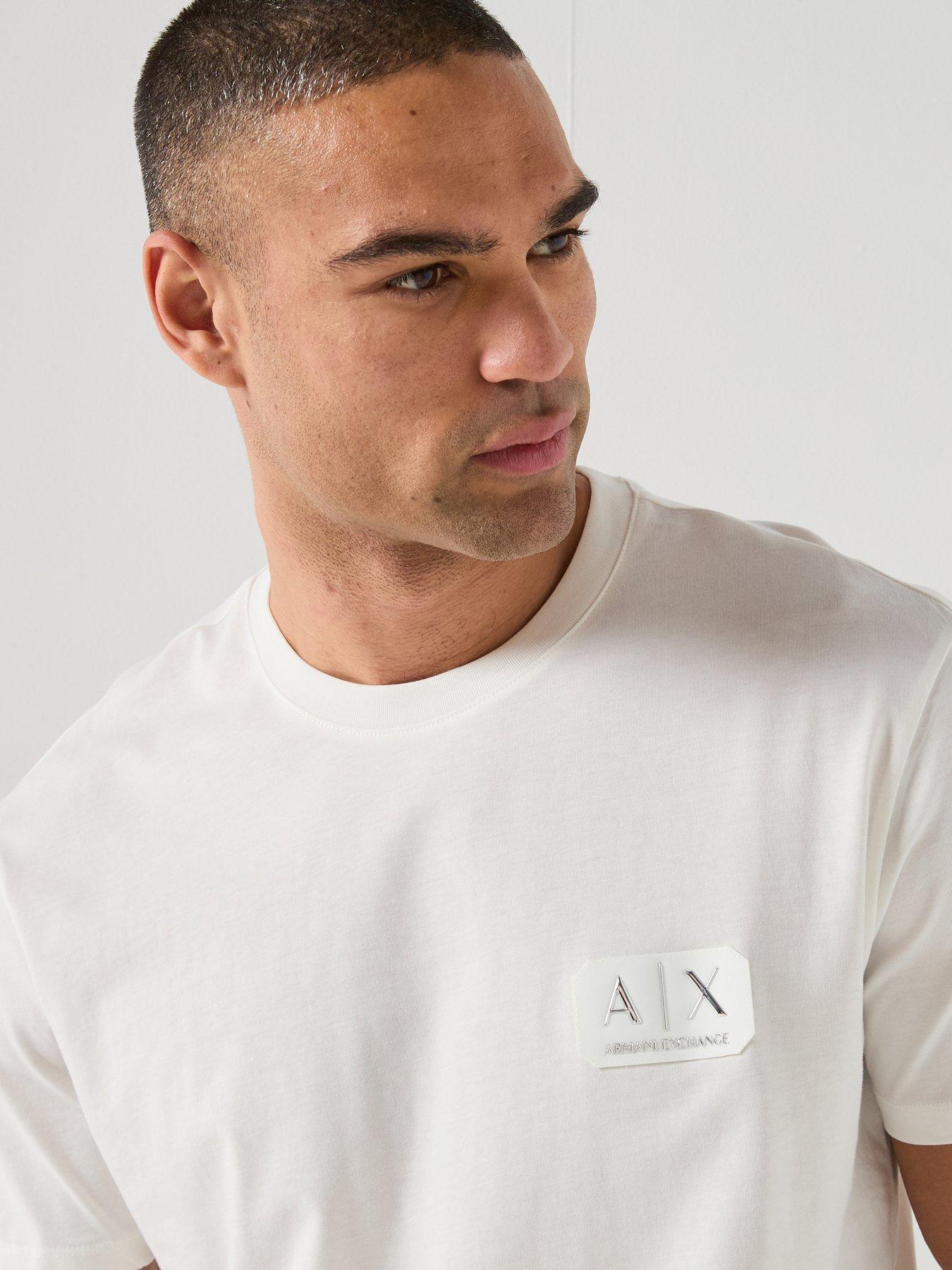 Image 5 of 6 of Armani Exchange White/Gold Badge Logo T-Shirt - Off White