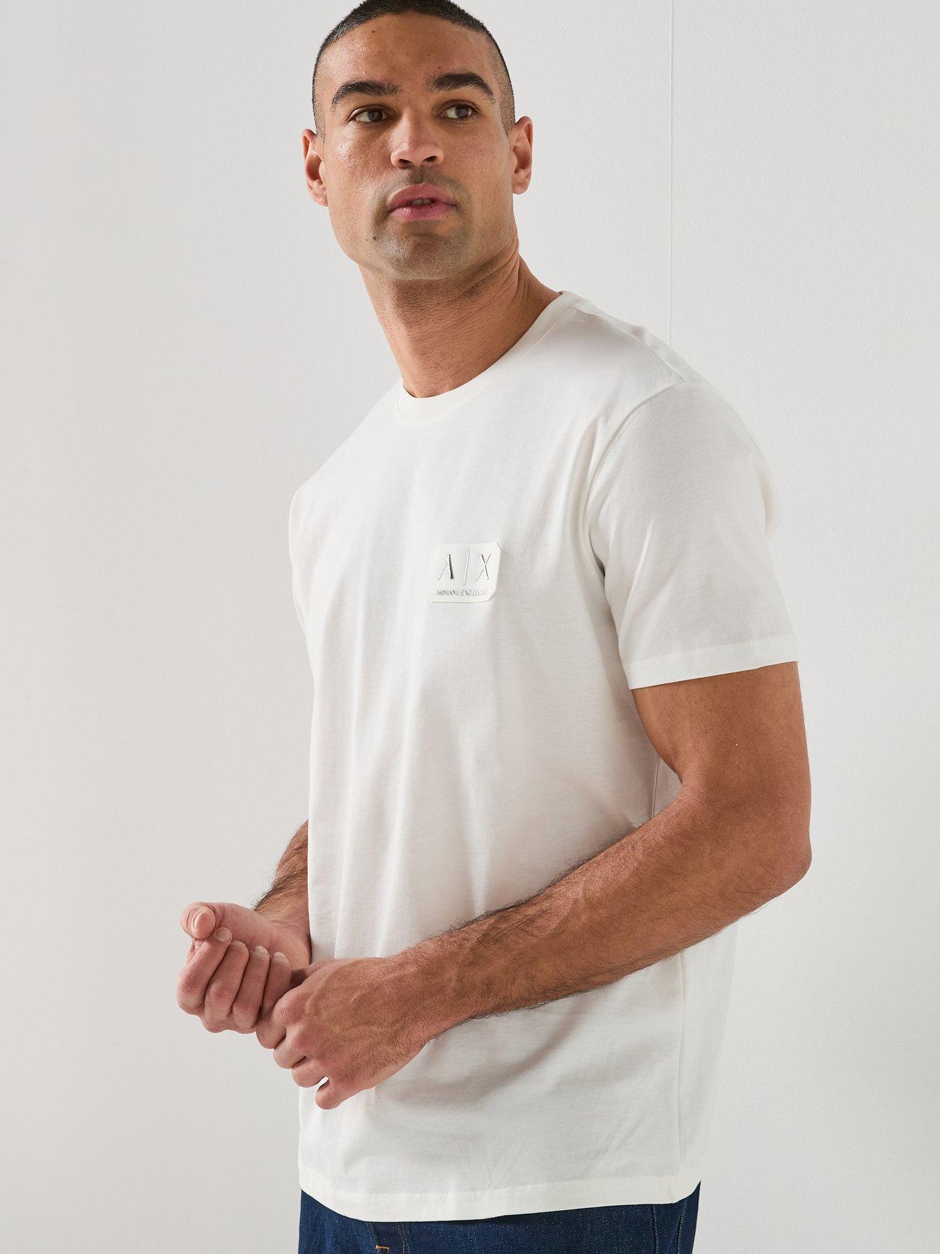 Image 6 of 6 of Armani Exchange White/Gold Badge Logo T-Shirt - Off White
