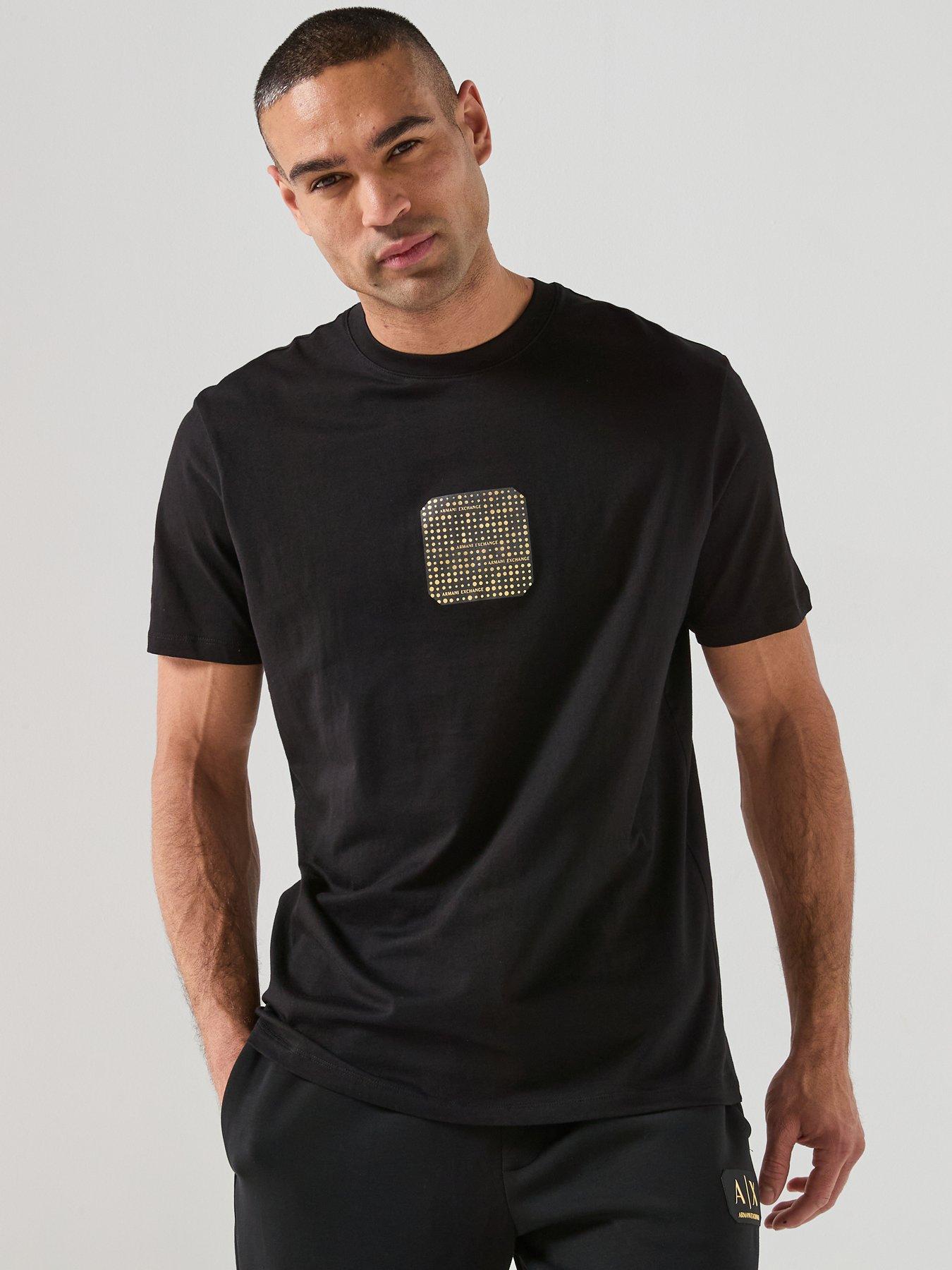 Armani Exchange Armani Exchange Black/gold Pixel Logo T-shirt - Black
