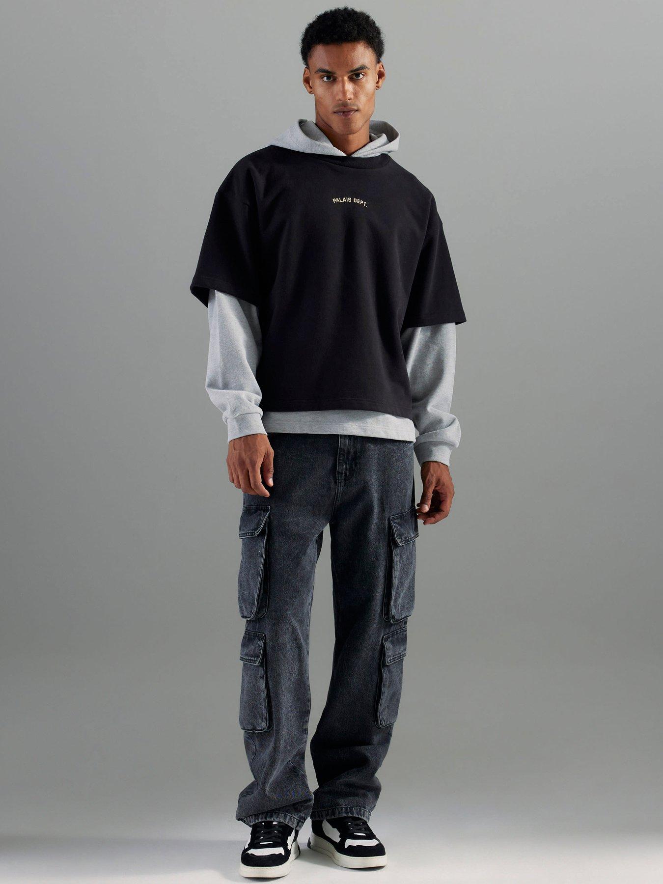 River Island Ulysses Loose Cargo Jeans - Black