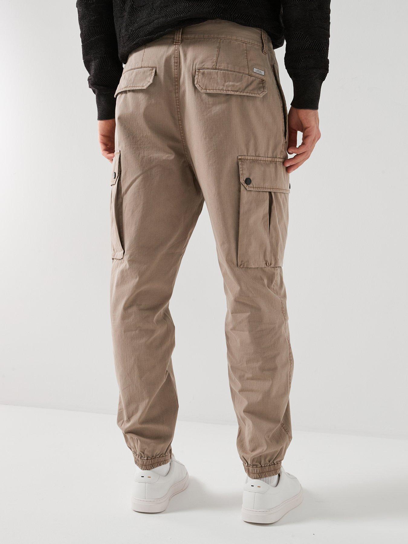 armani-exchange-ripstop-cargo-pants-naturalstillFront
