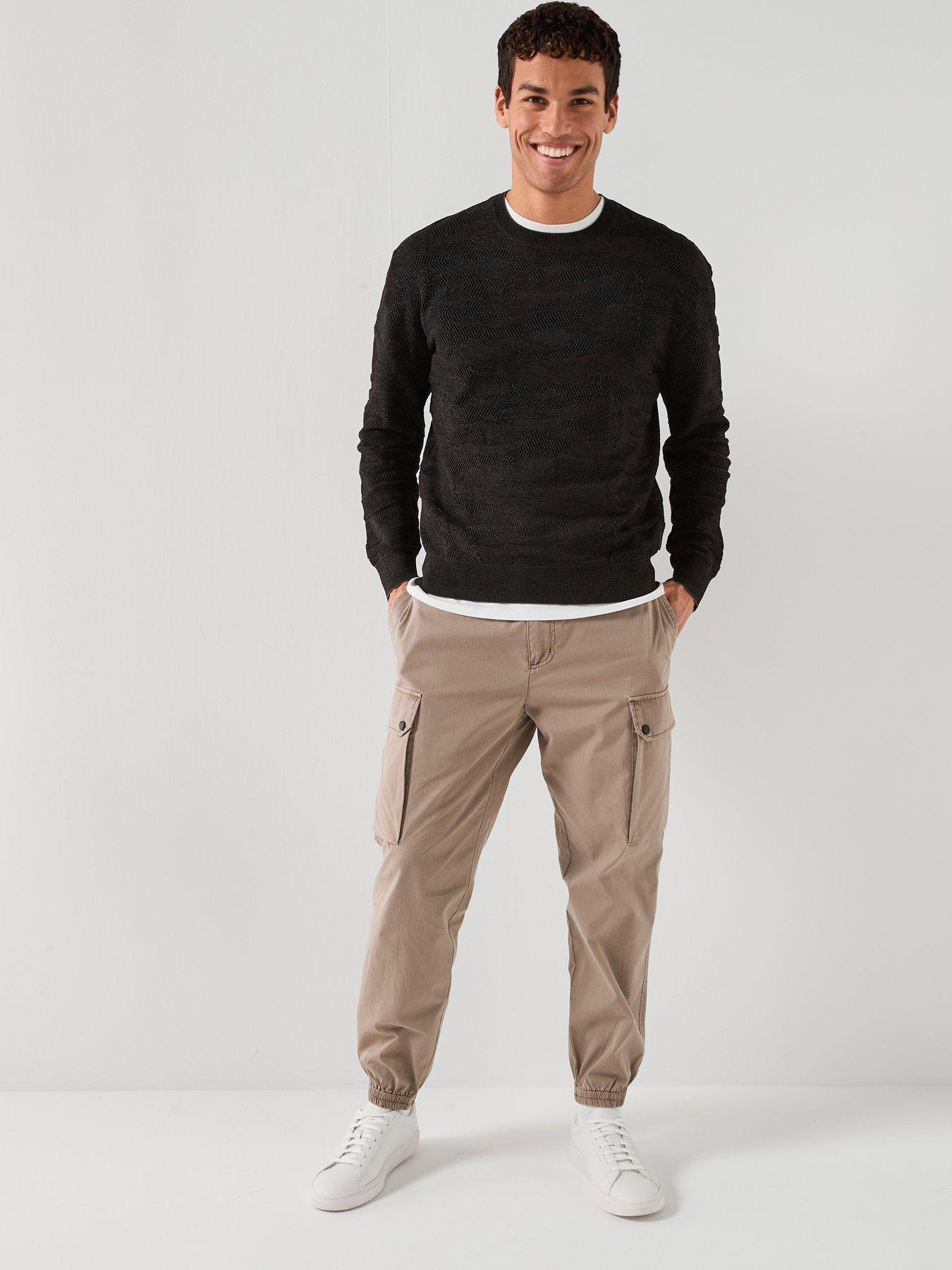 Image 3 of 6 of Armani Exchange Chenille Soft Touch Textured Crew Knitted Jumper - Black