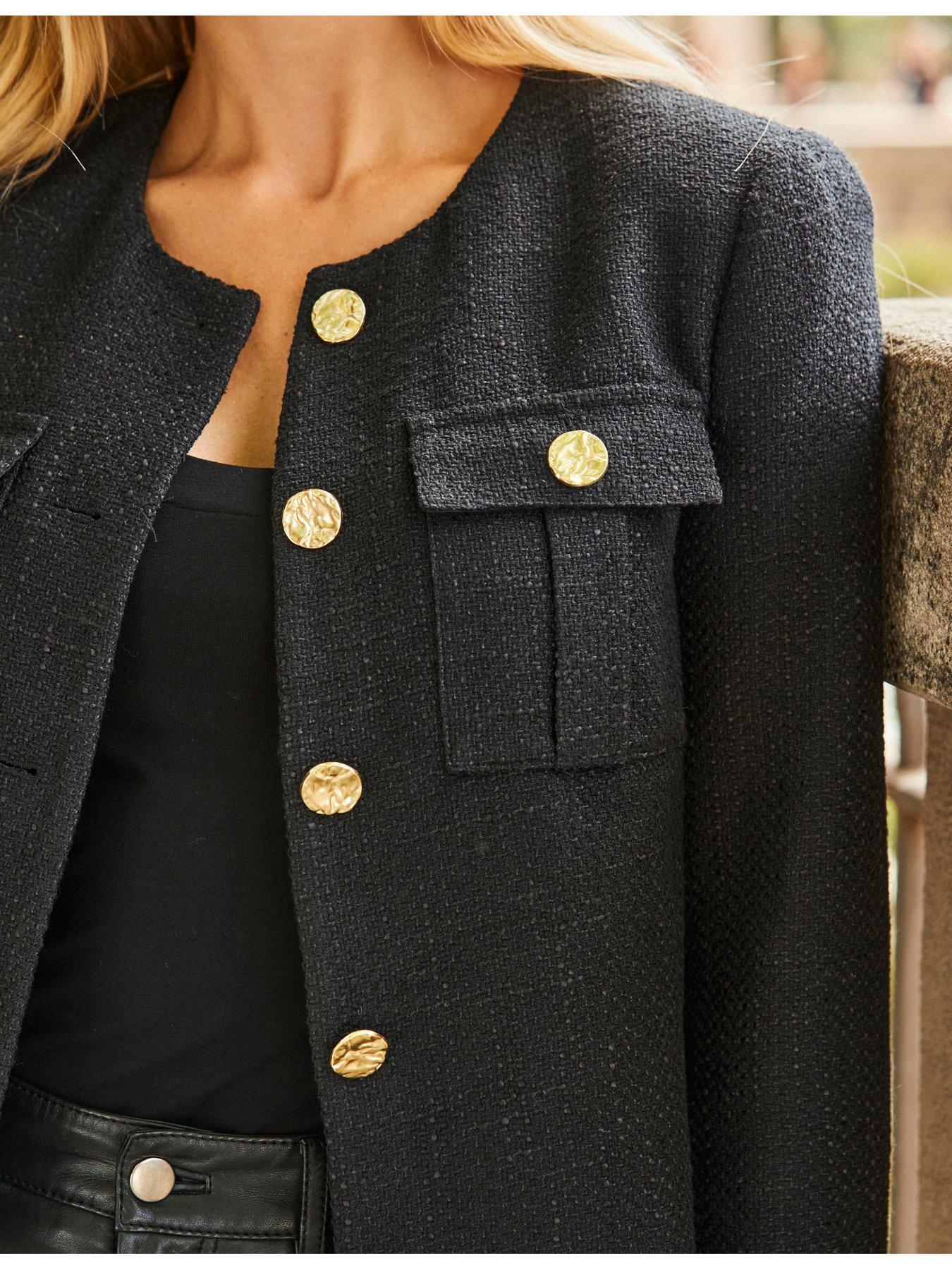 sosandar-boucle-collarless-jacket-with-gold-buttons-blackoutfit