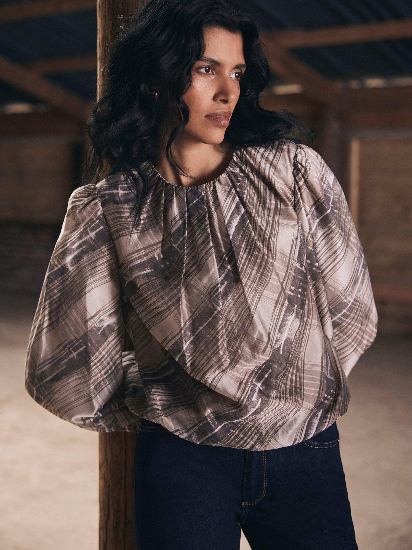 mint-velvet-neutral-check-print-top-brownstillFront