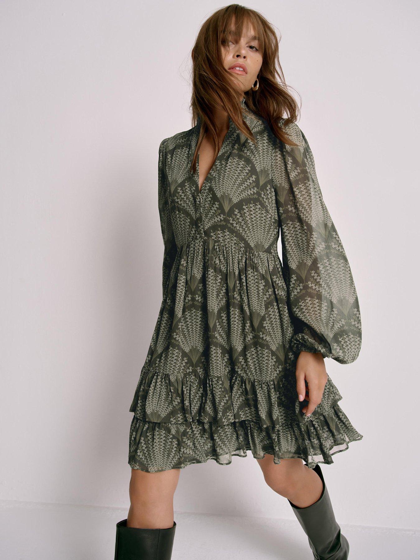 mint velvet green leopard print dress Animal Print Zip Jersey Midi Dress – Mint Velvet