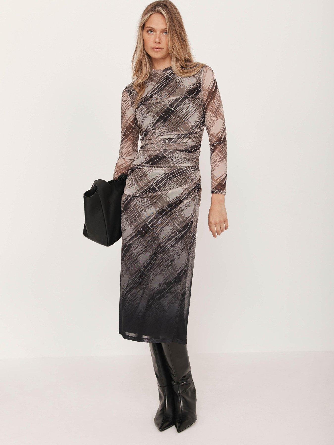 mint-velvet-check-ombre-printed-mesh-dress-brownoutfit