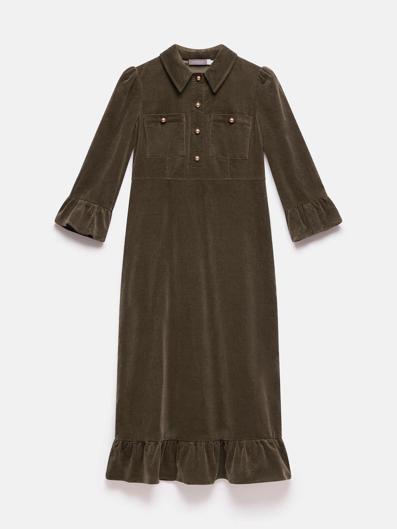 mint-velvet-khaki-cord-midi-dress-greendetail