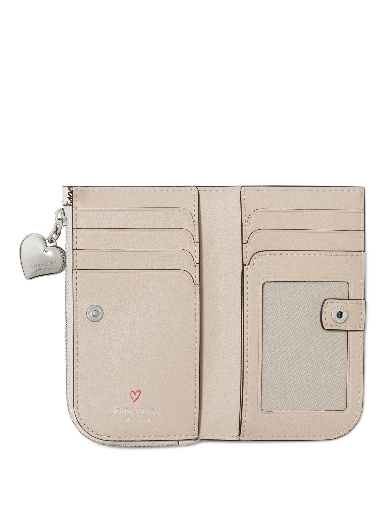 Image 3 of 3 of Kate Spade New York Devin I Love You Embossed Leather Small Slim Bifold Wallet - Cream