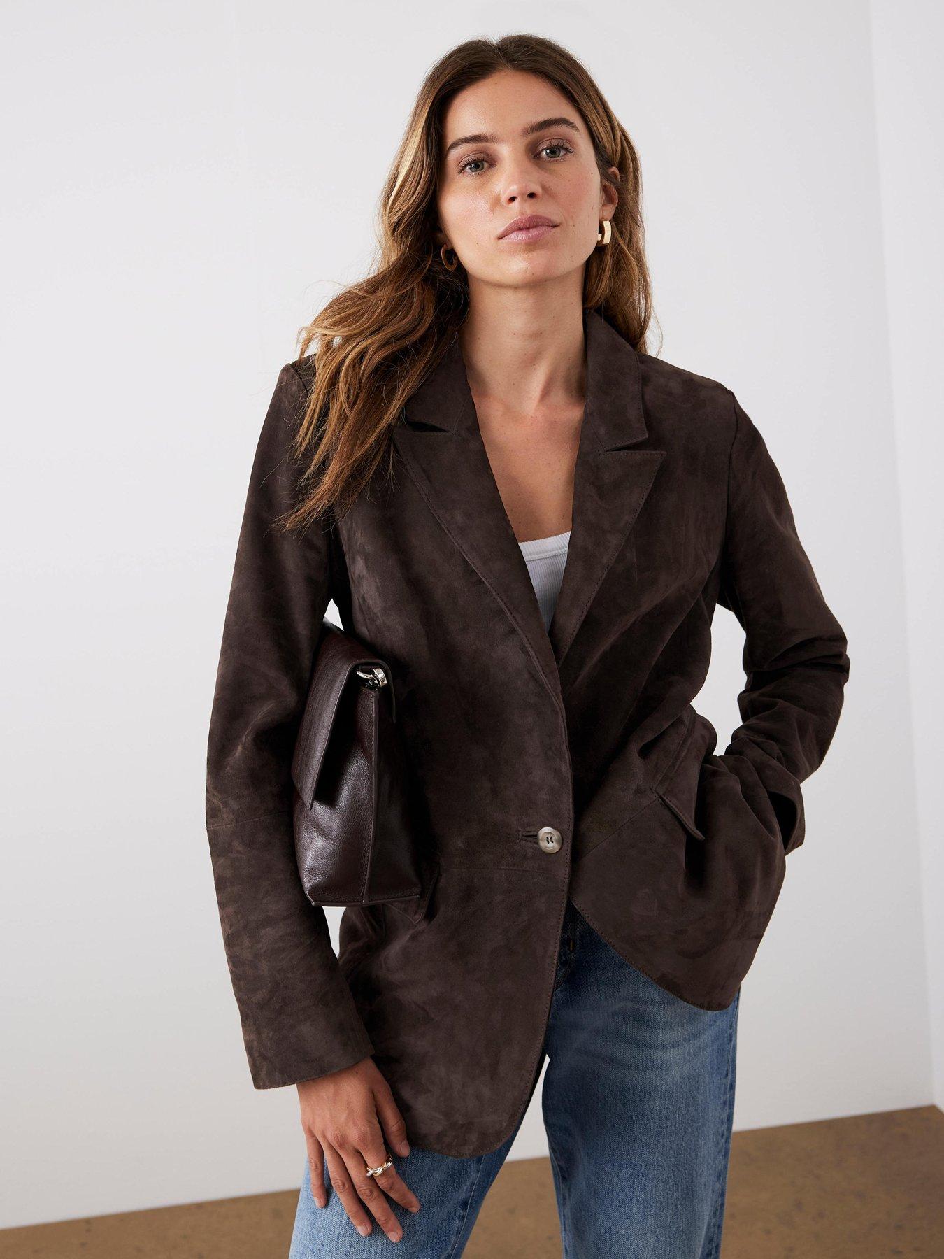 mint-velvet-chocolate-suede-blazer-brownfront