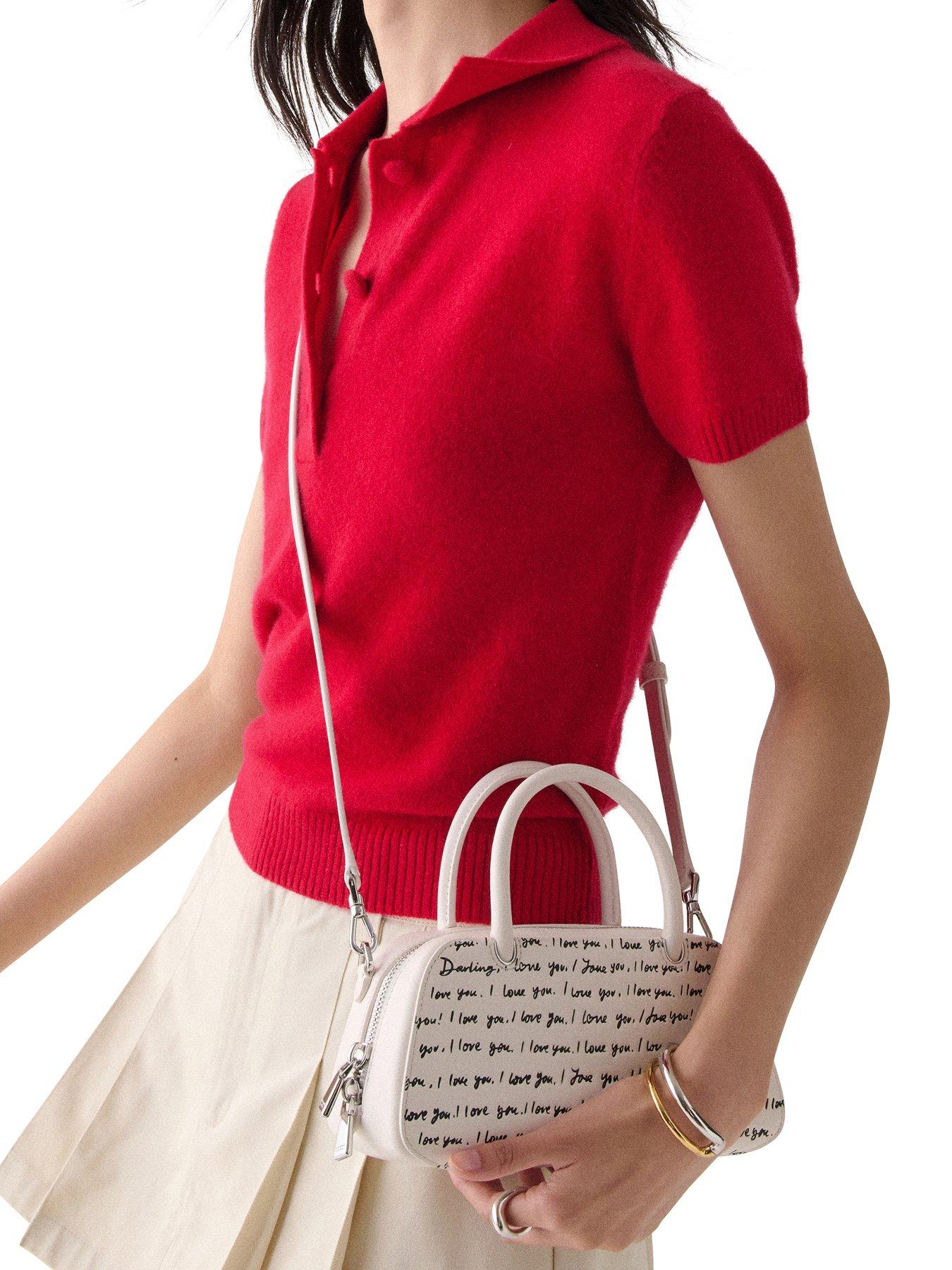 Image 2 of 4 of Kate Spade New York Grace I Love You Script Embossed Leather Mini Bag - Cream