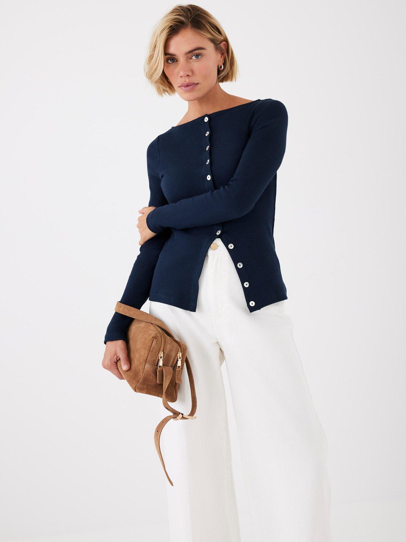 mint-velvet-navy-button-through-rib-top-bluefront