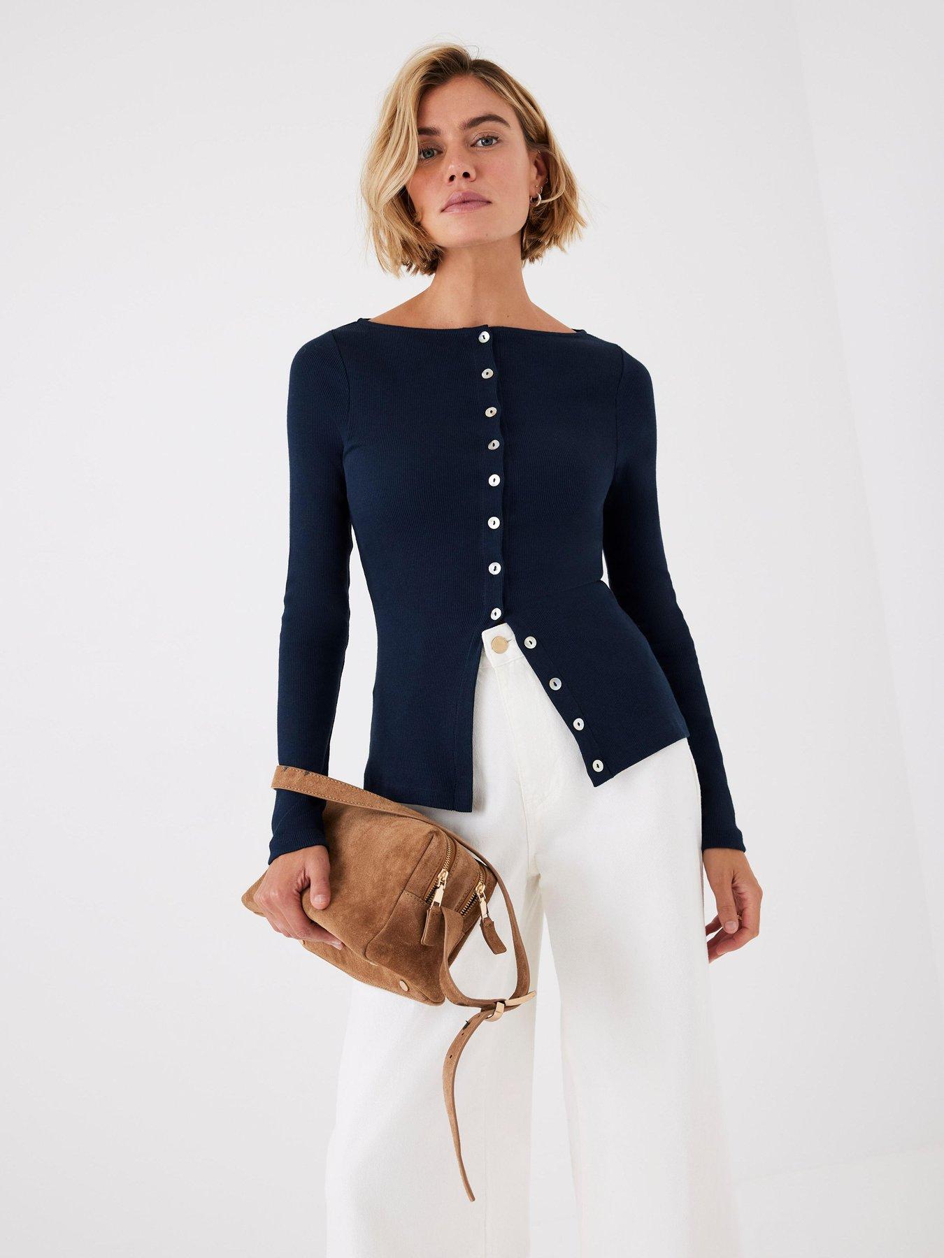 mint-velvet-navy-button-through-rib-top-blueoutfit