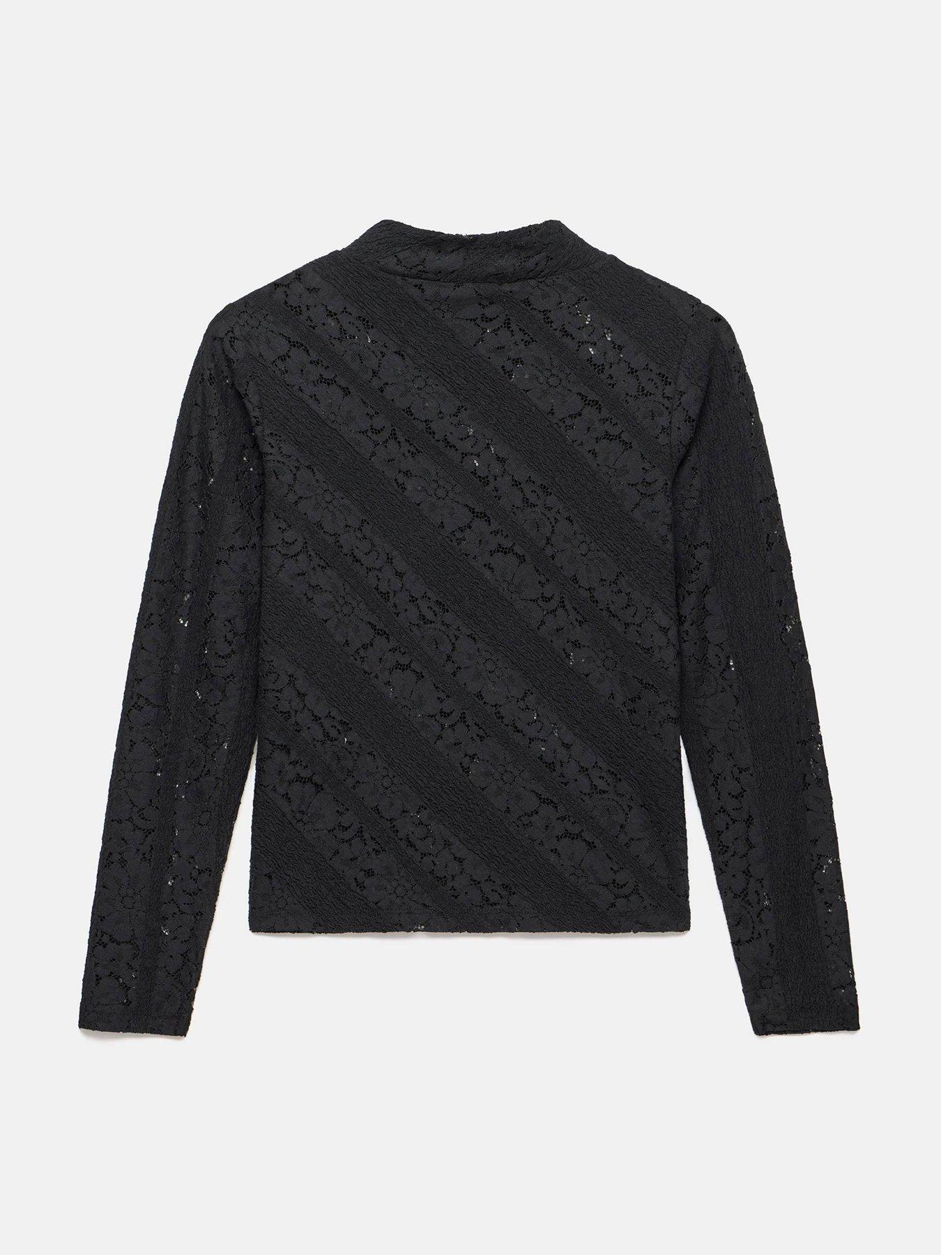 Image 6 of 6 of Mint Velvet Lace High Neck Top - Black