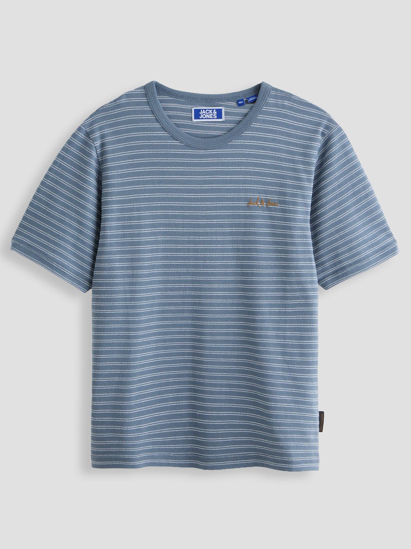Jack & Jones Junior Boys Devin Daytona Striped Short Sleeve T-shirt - Blue