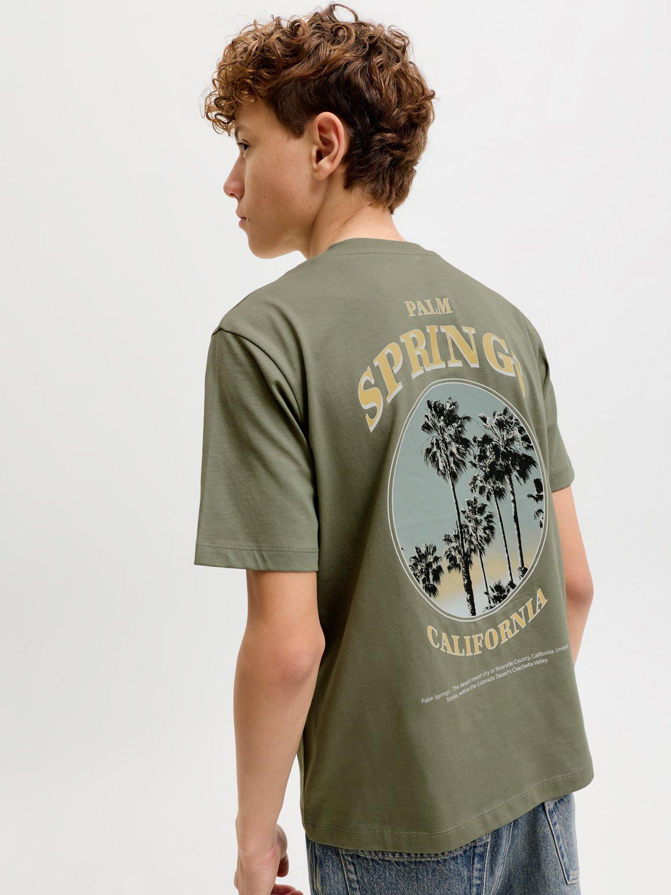 Jack & Jones Junior Boys City Photo Back Print Short Sleeve T-shirt - Khaki