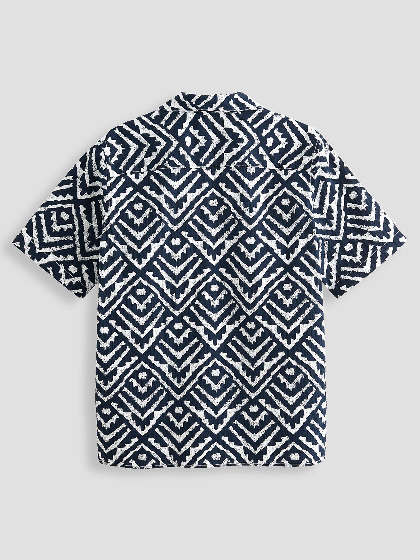 Image 2 of 4 of Jack & Jones Junior Boys Milo Seersucker Short Sleeve Shirt - Sky Captain