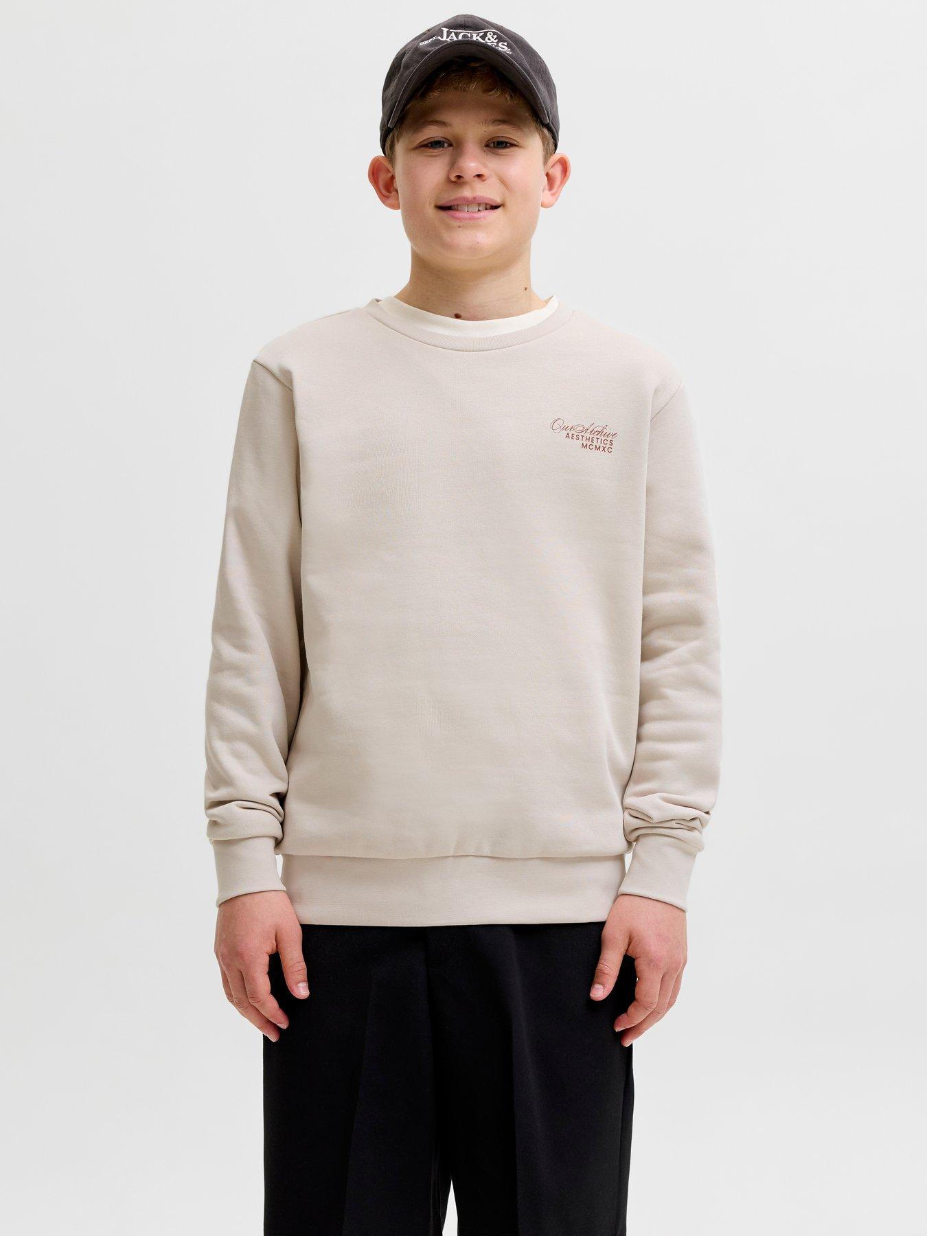 Jack & Jones Junior Boys Roar Back Print Sweatshirt - Beige