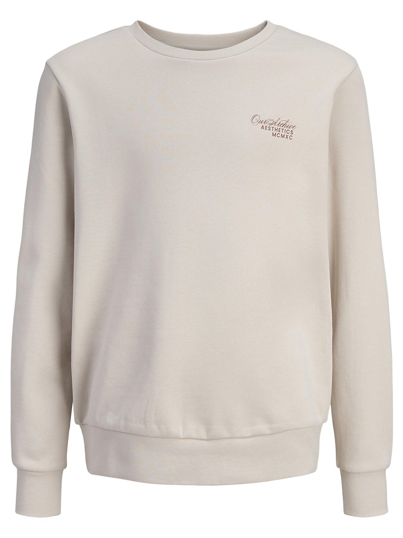 Image 1 of 4 of Jack & Jones Junior Boys Roar Back Print Sweatshirt - Beige