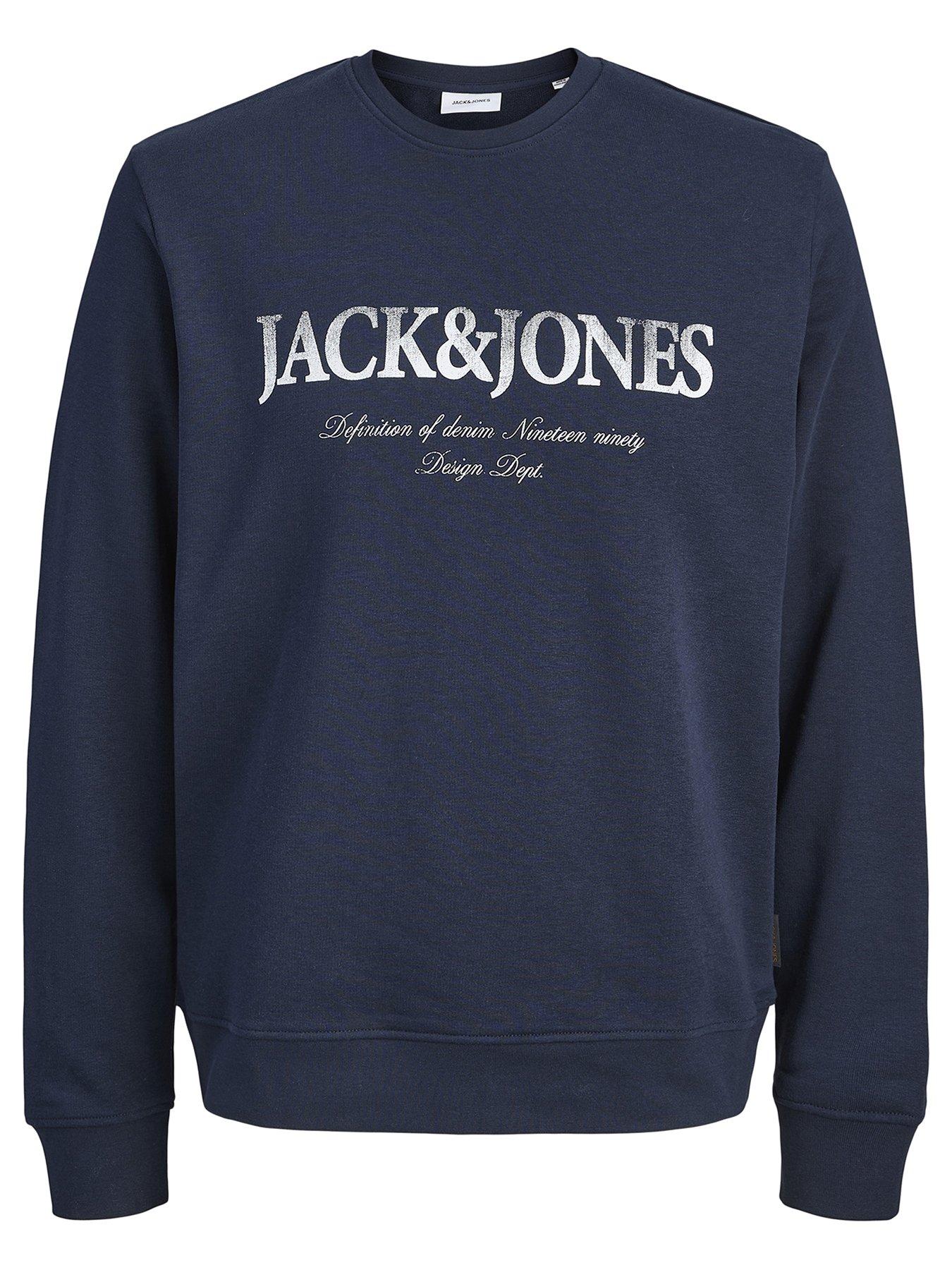 Image 1 of 3 of Jack & Jones Junior Boys Devin Daytona Printed Sweatshirt - Navy