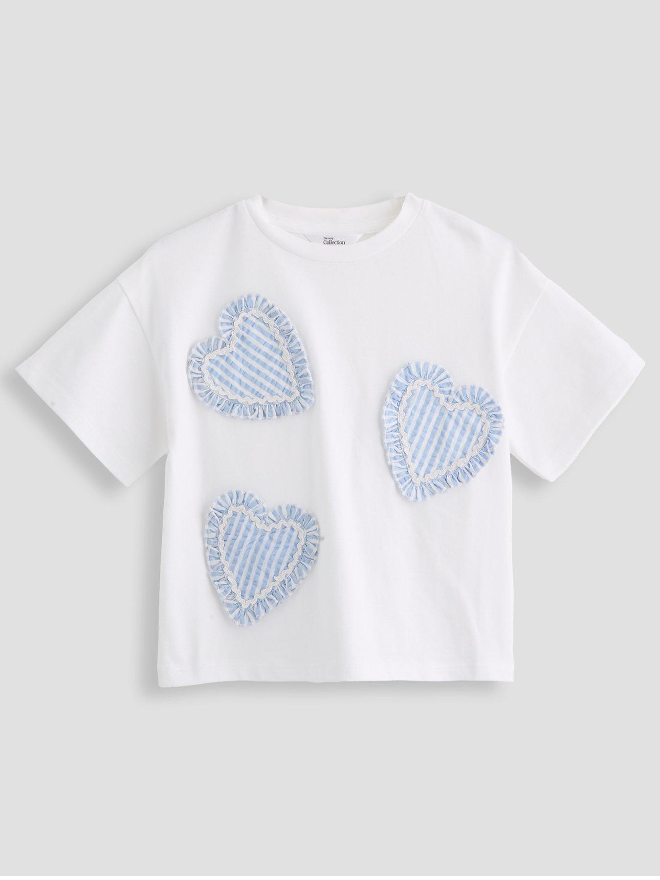 The Very Collection Girls 3d Heart Ric Rac Tshirt