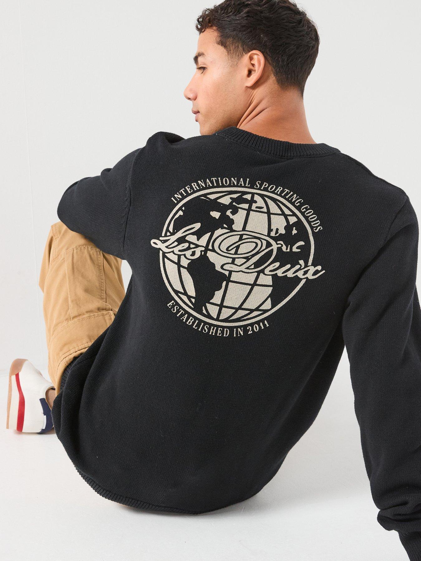 Les Deux Gary Globe Back Logo Knitted Jumper - Black