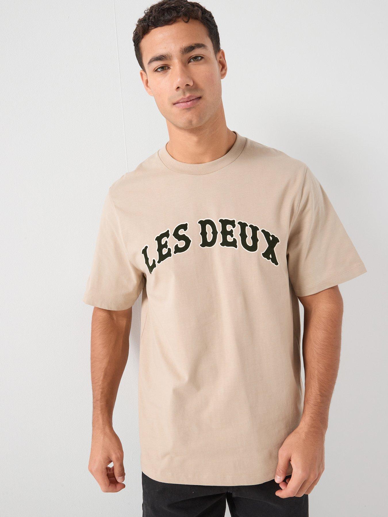 Les Deux Brady Western Arch Logo Regular Fit T-Shirt - Beige