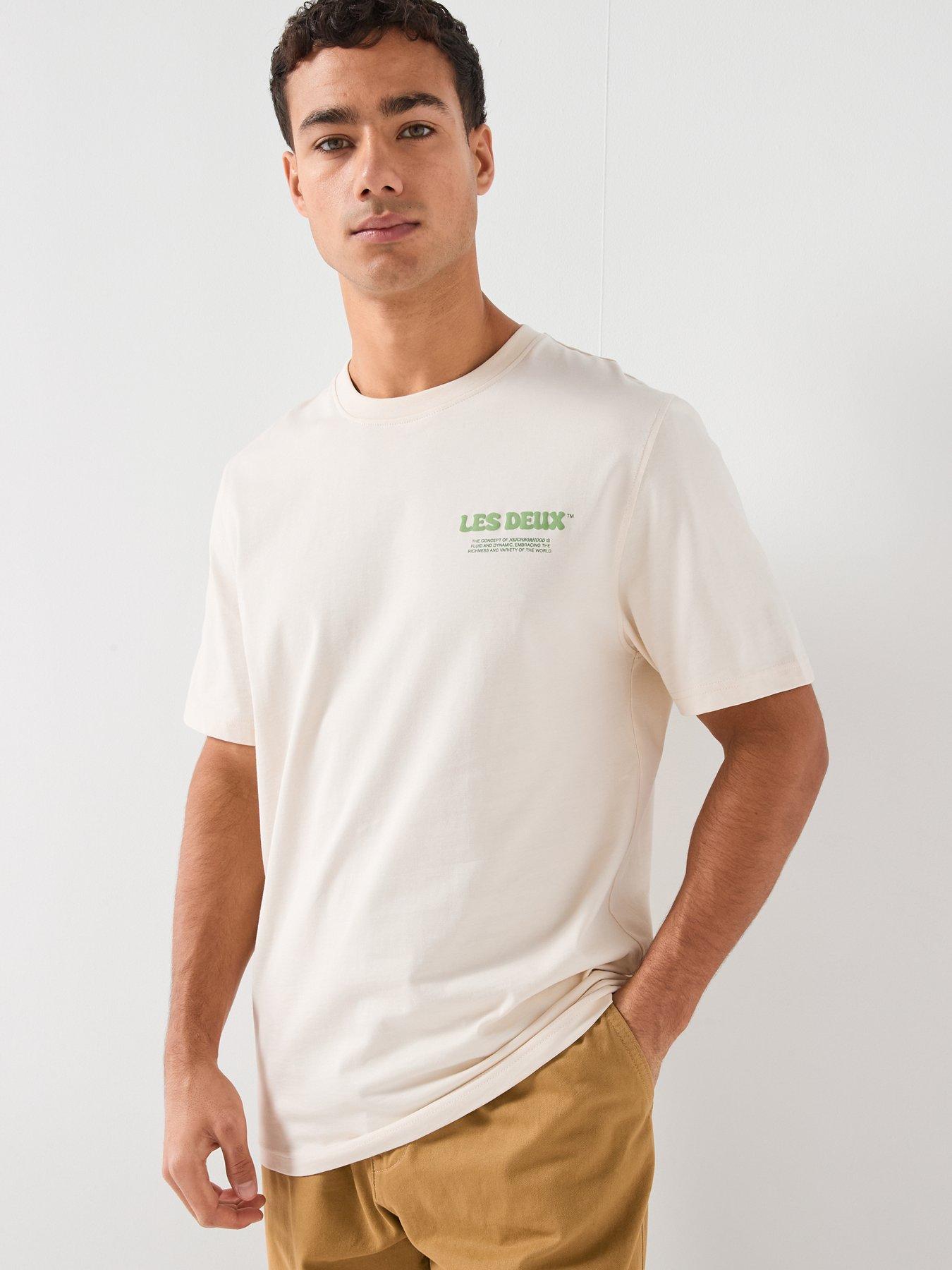 Image 2 of 5 of Les Deux Ben Dynamic Back Print Regular Fit T-Shirt - Beige