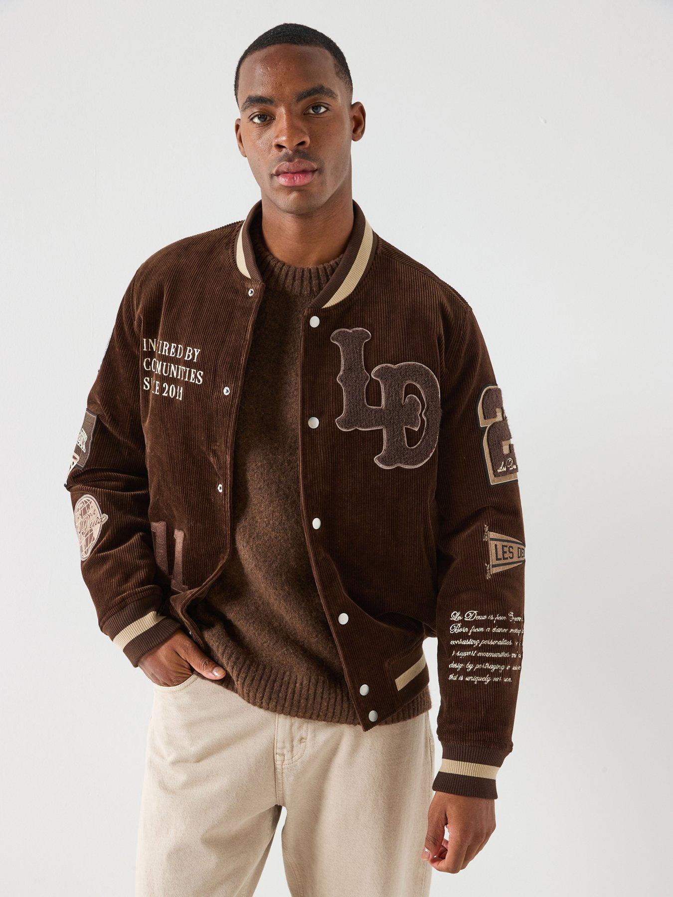 Image 1 of 6 of Les Deux Corduroy Varsity Jacket - Brown