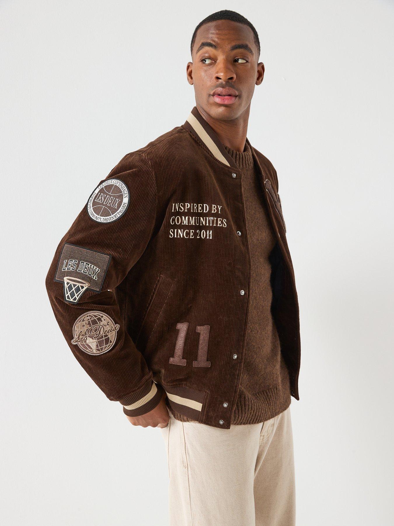 Image 4 of 6 of Les Deux Corduroy Varsity Jacket - Brown