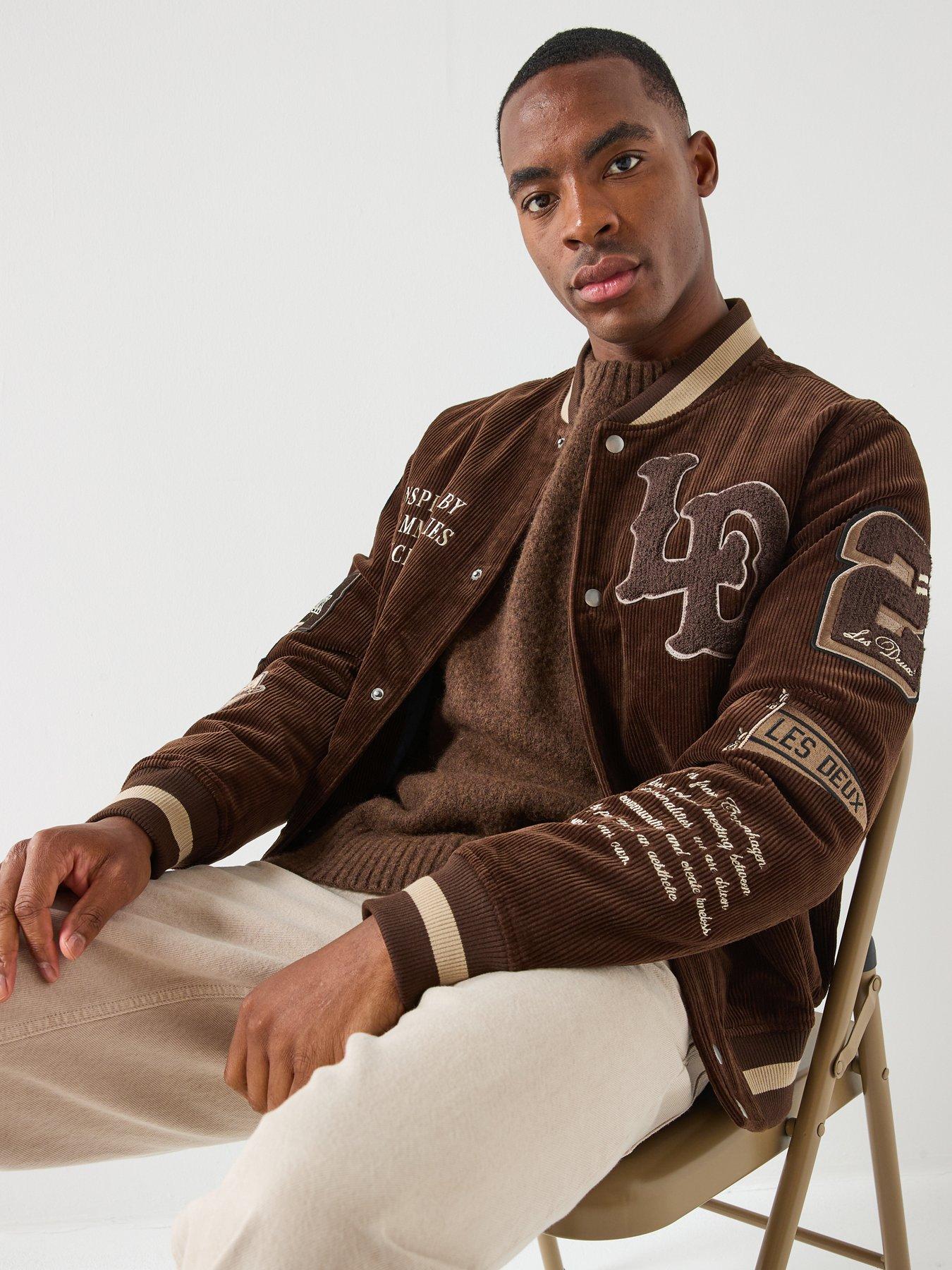 Image 6 of 6 of Les Deux Corduroy Varsity Jacket - Brown