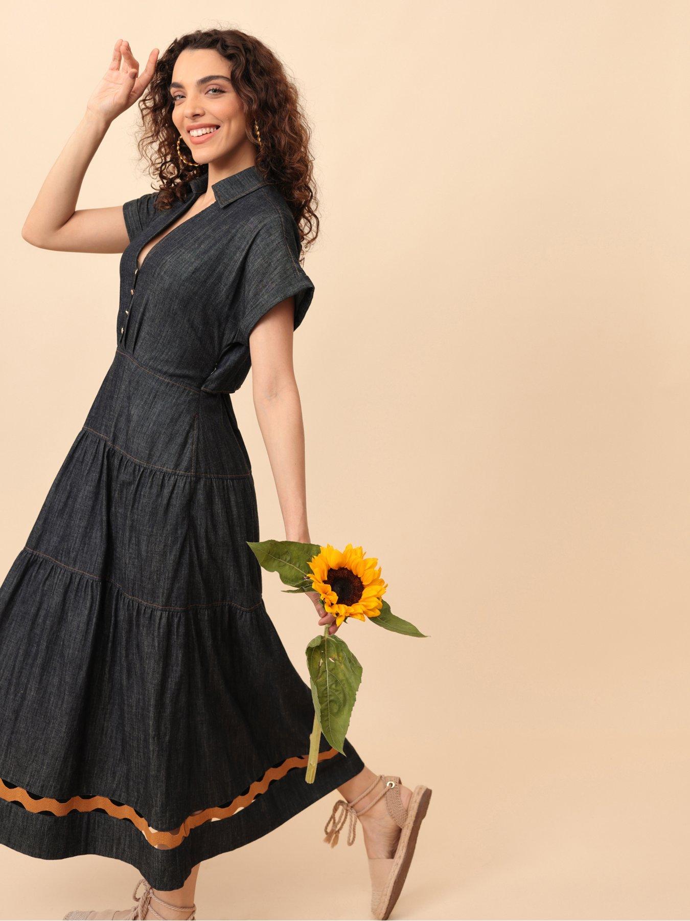Image 5 of 5 of Emily Lovelock Giana Denim Dress - Blue