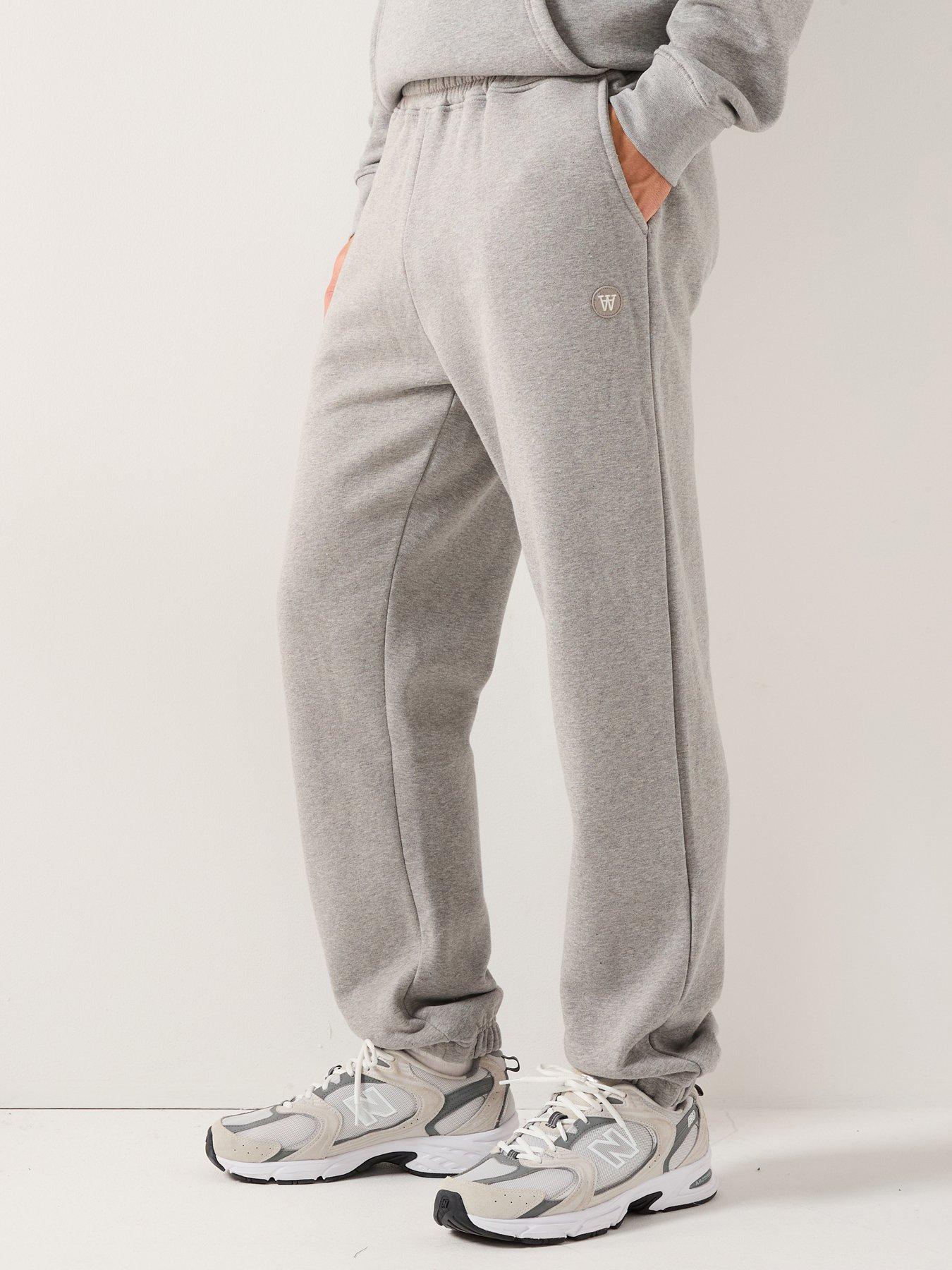 Double A by Wood Wood Cal Coin Logo Cuff Joggers - Light Grey
