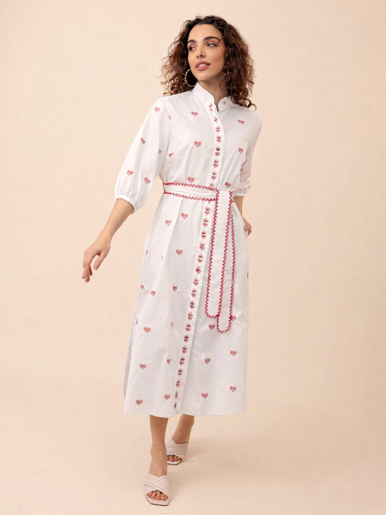 Emily Lovelock Zora Embroidered Dress - White