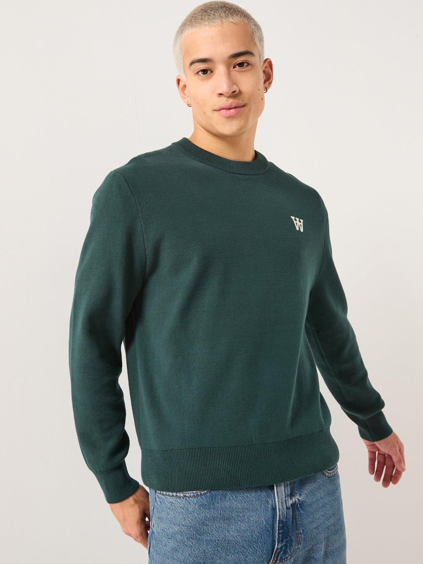 Double A by Wood Wood Curt Aa Logo Crew Sweatshirt - Dark Green