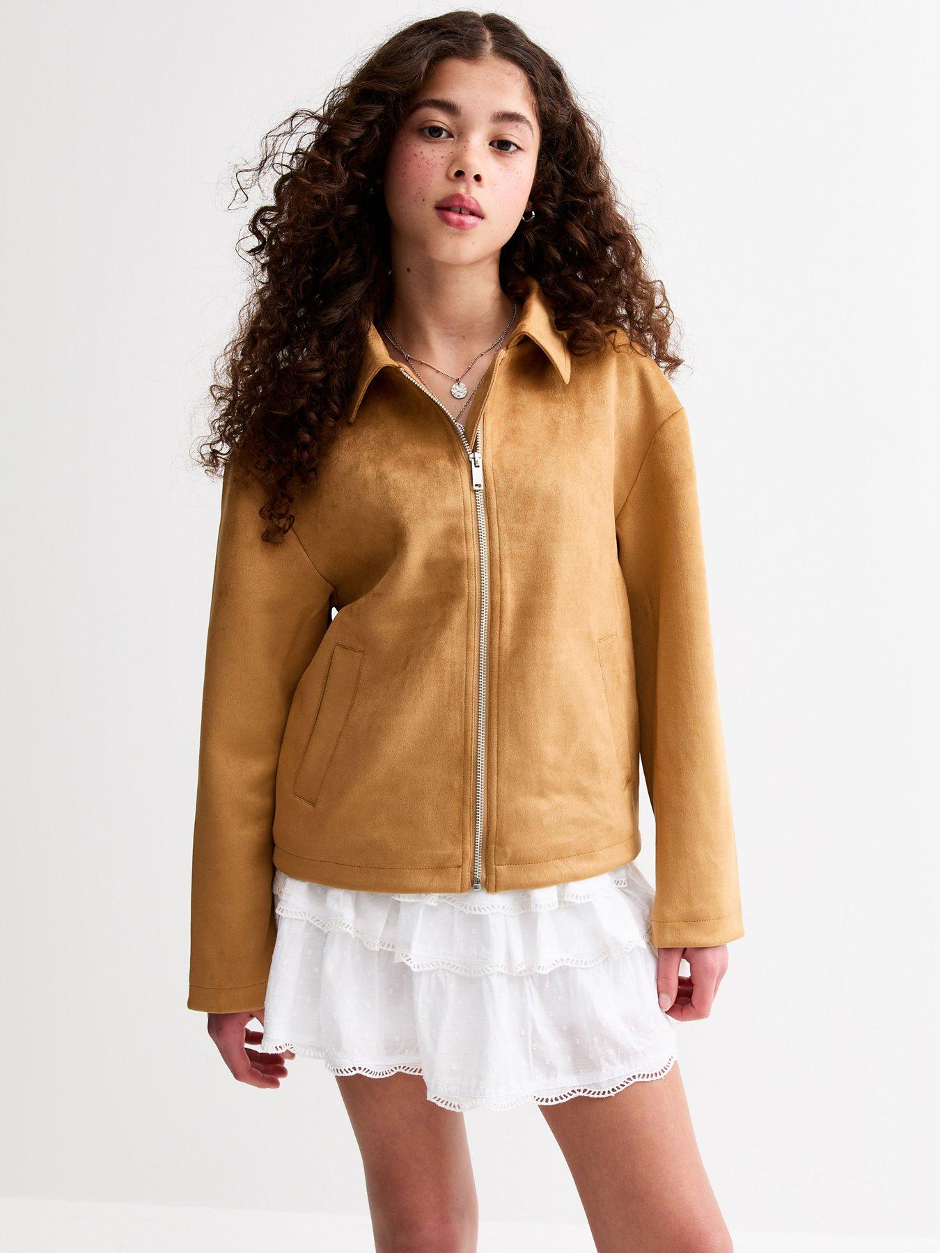 New Look 915 Girls Faux Suede Oversized Jacket - Light Brown