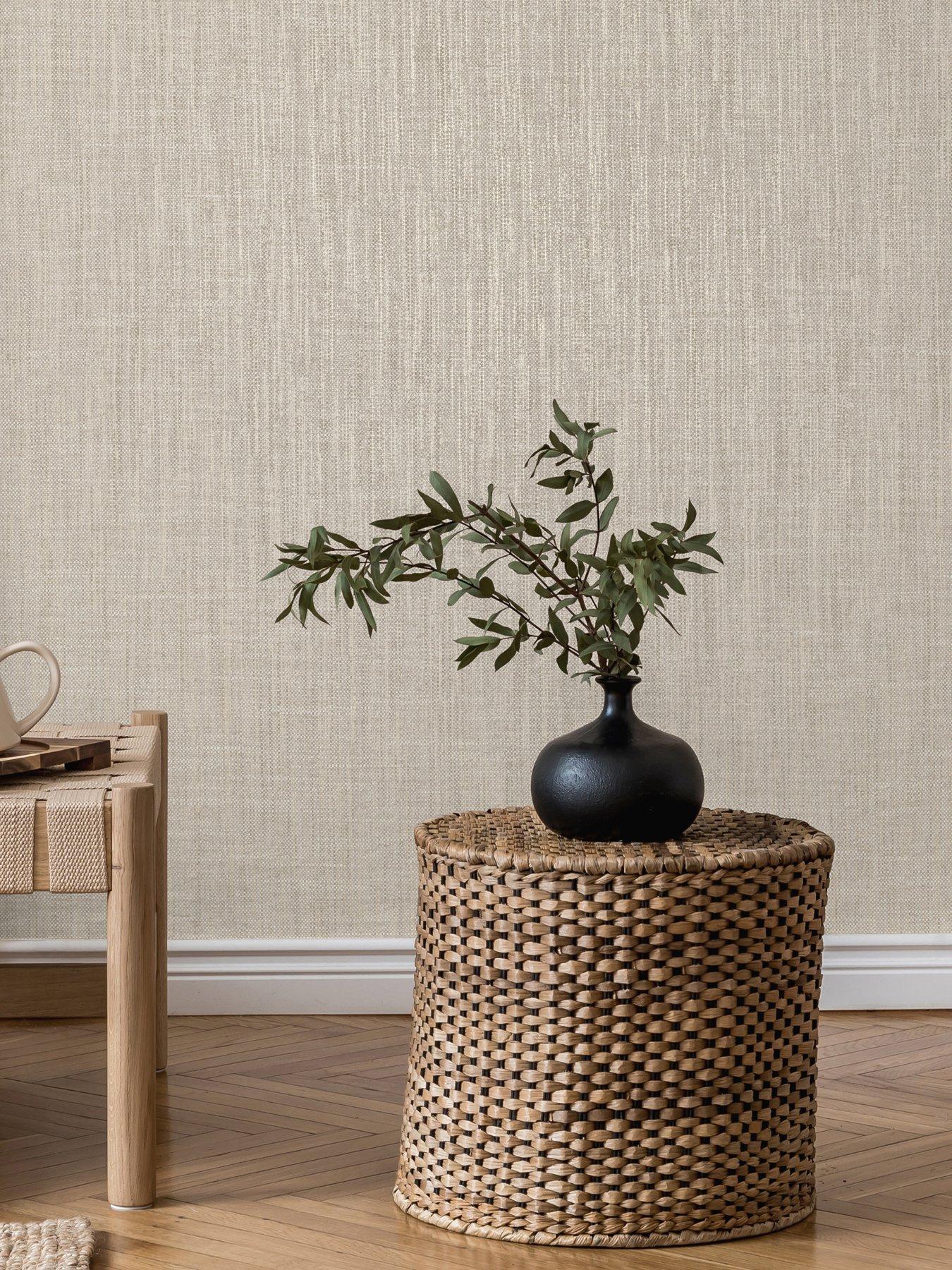 Image 2 of 7 of The Very Collection Linen Plain Natural Wallpaper