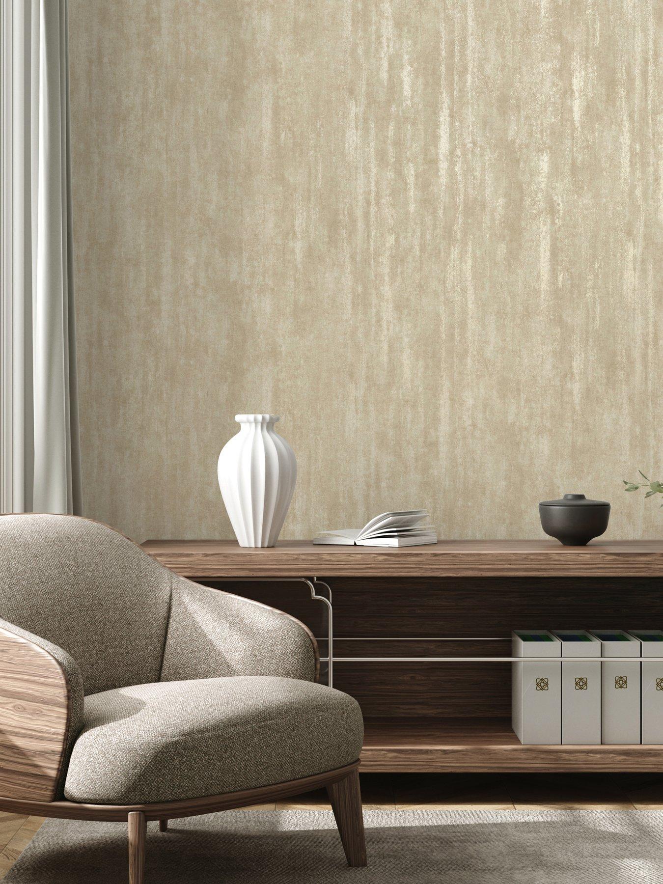 Image 1 of 7 of The Very Collection Luxe Distressed plain Gold Wallpaper
