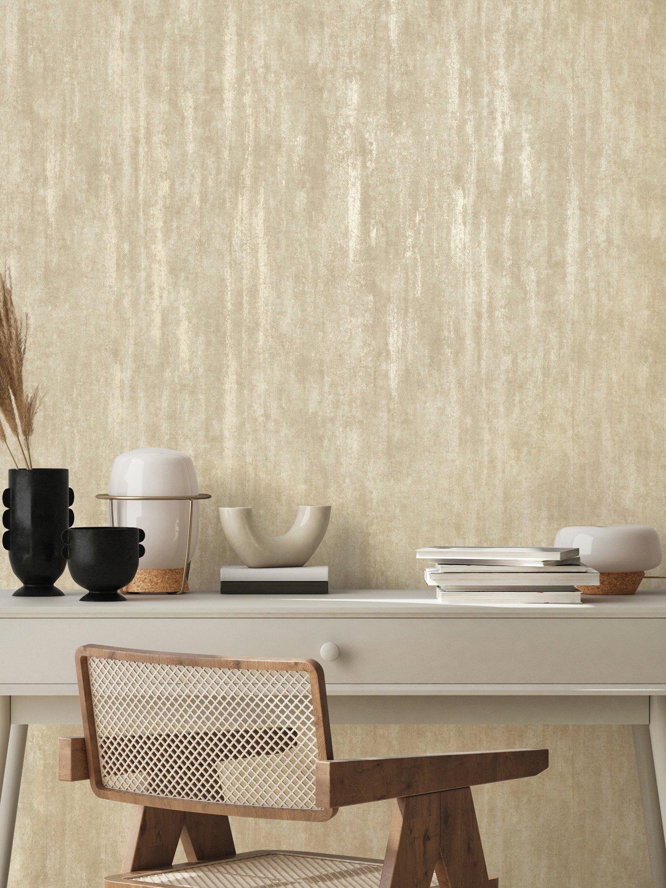 Image 2 of 7 of The Very Collection Luxe Distressed plain Gold Wallpaper