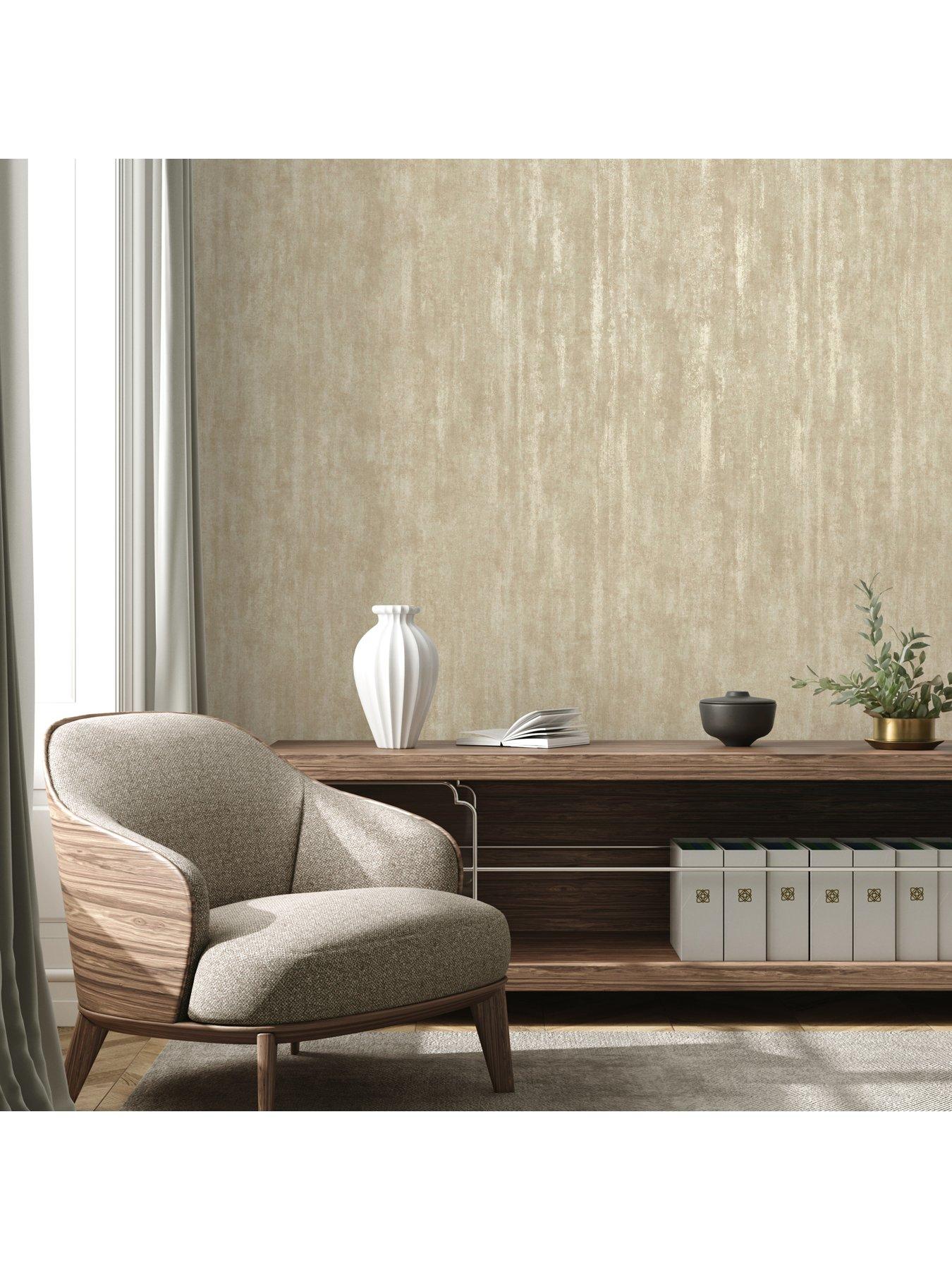 Image 4 of 7 of The Very Collection Luxe Distressed plain Gold Wallpaper