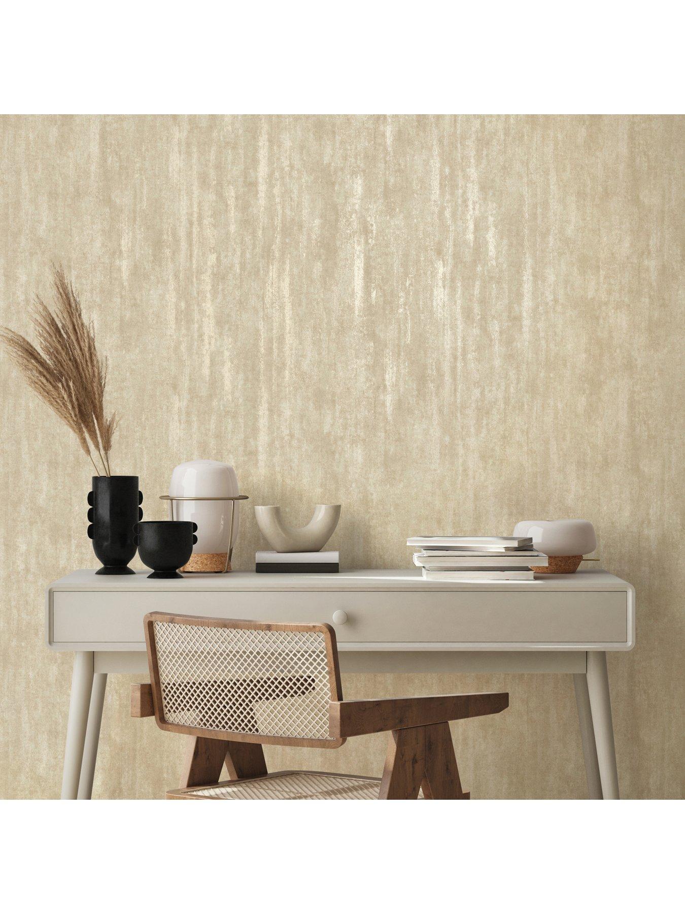 Image 6 of 7 of The Very Collection Luxe Distressed plain Gold Wallpaper