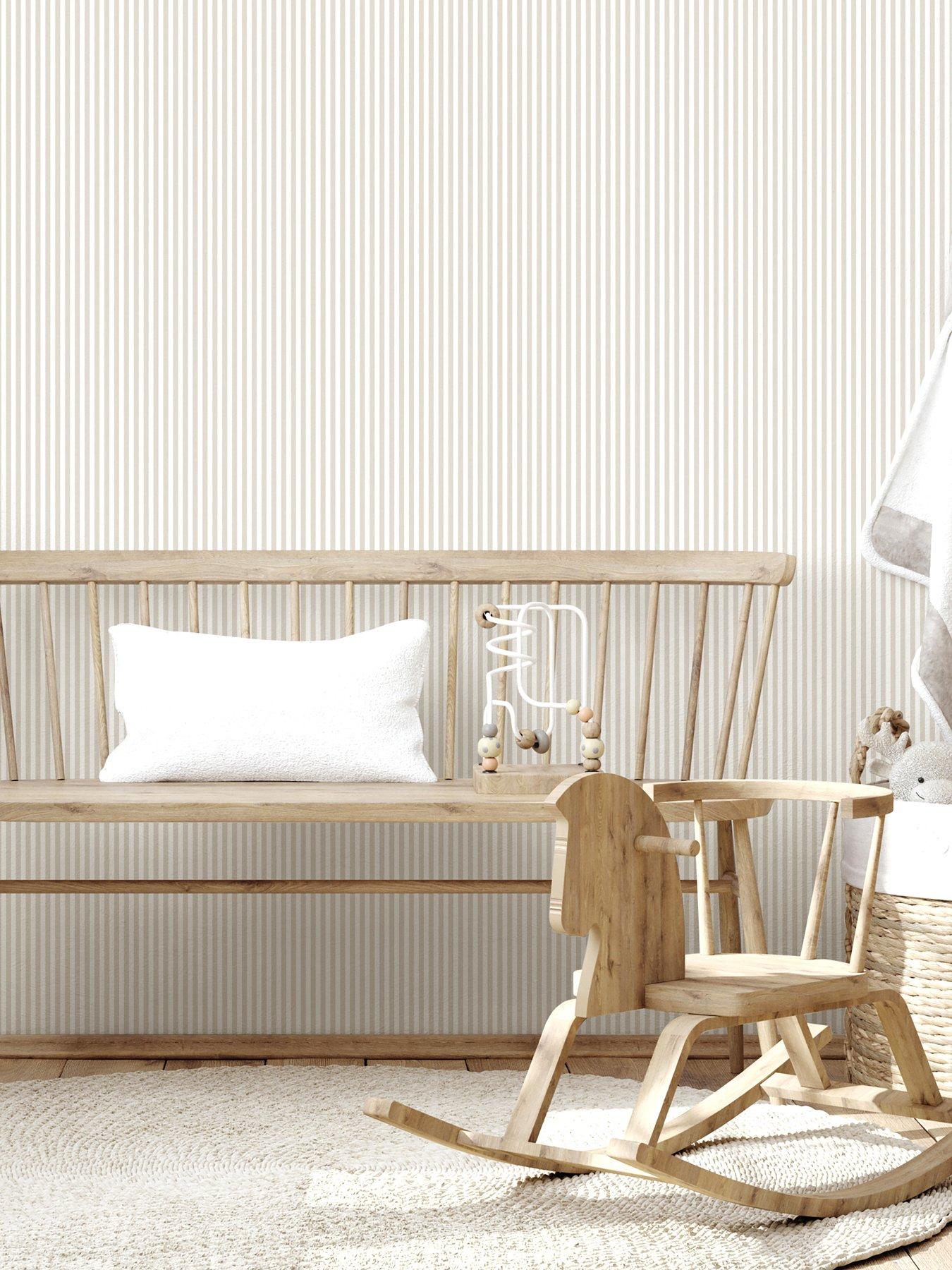 Image 2 of 8 of The Very Collection Mini Ticking Stripe Natural Wallpaper