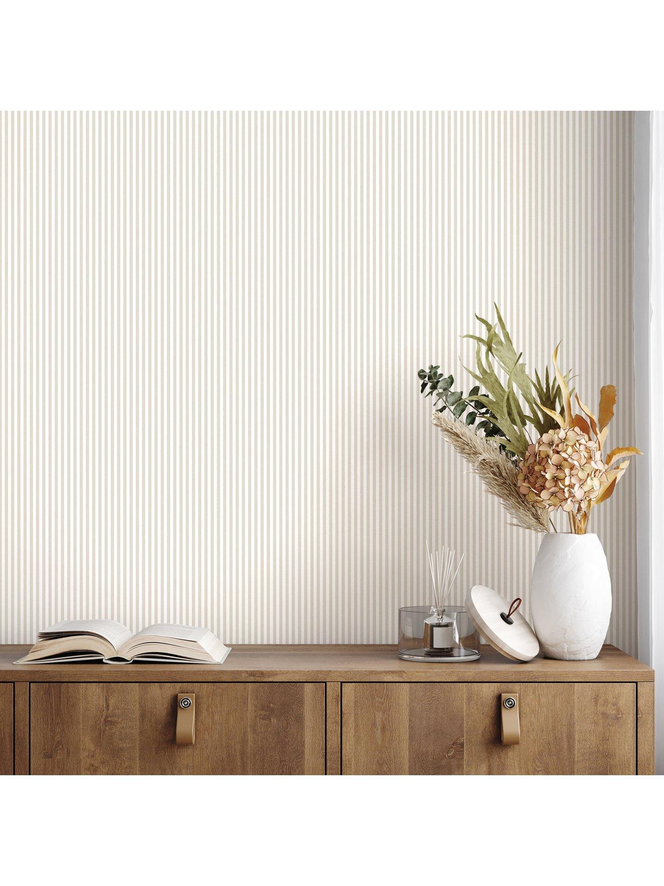 Image 7 of 8 of The Very Collection Mini Ticking Stripe Natural Wallpaper