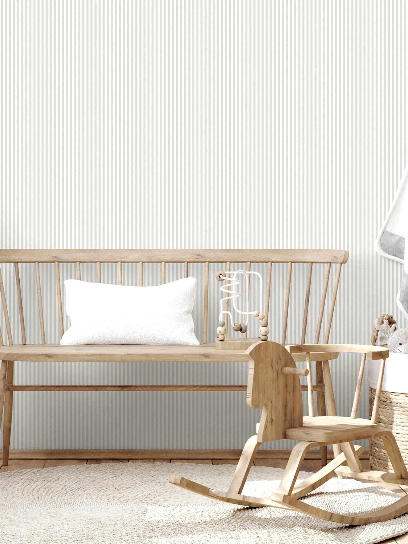 Image 1 of 8 of The Very Collection Mini Ticking Stripe Grey Wallpaper