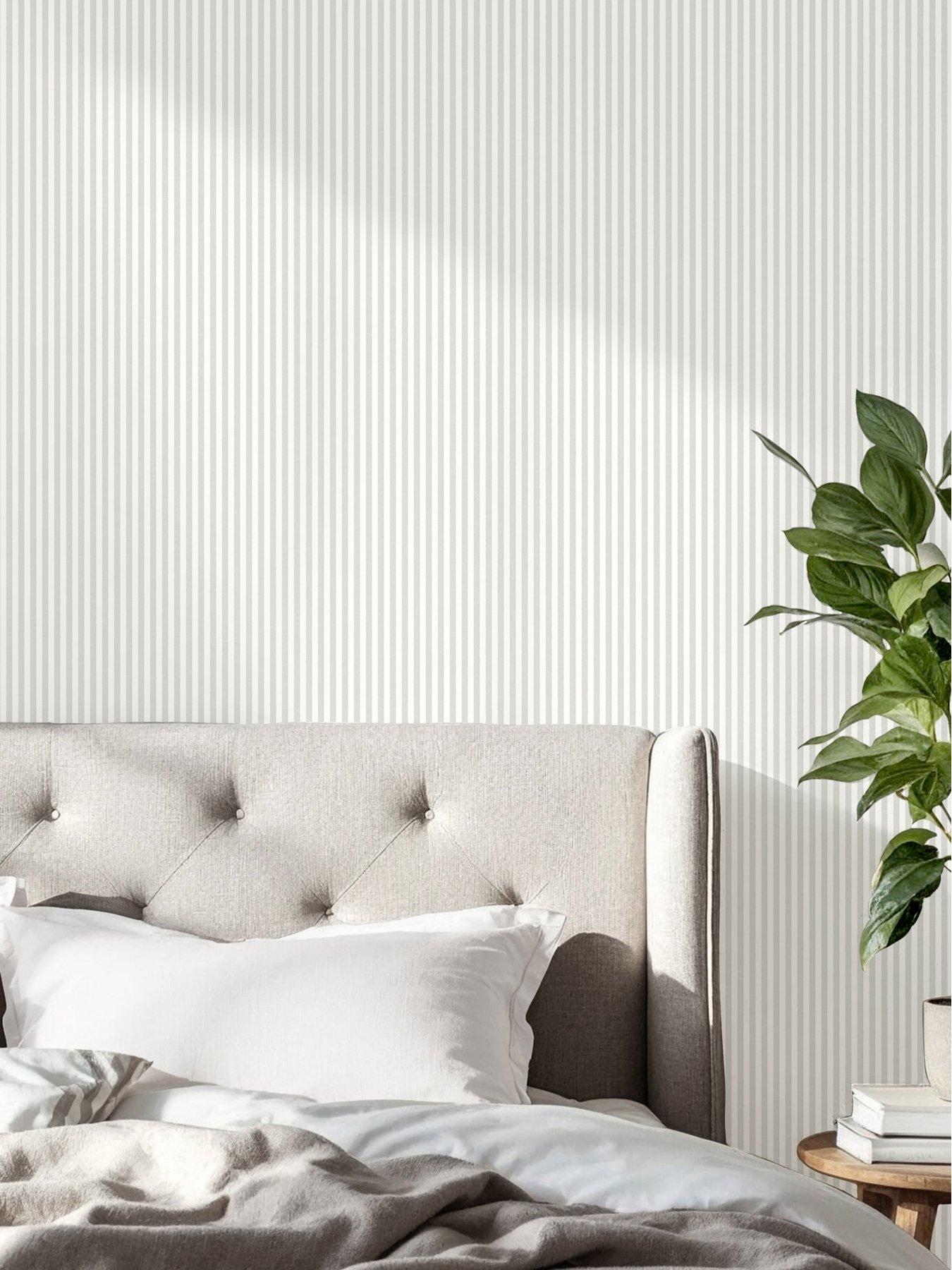 Image 2 of 8 of The Very Collection Mini Ticking Stripe Grey Wallpaper