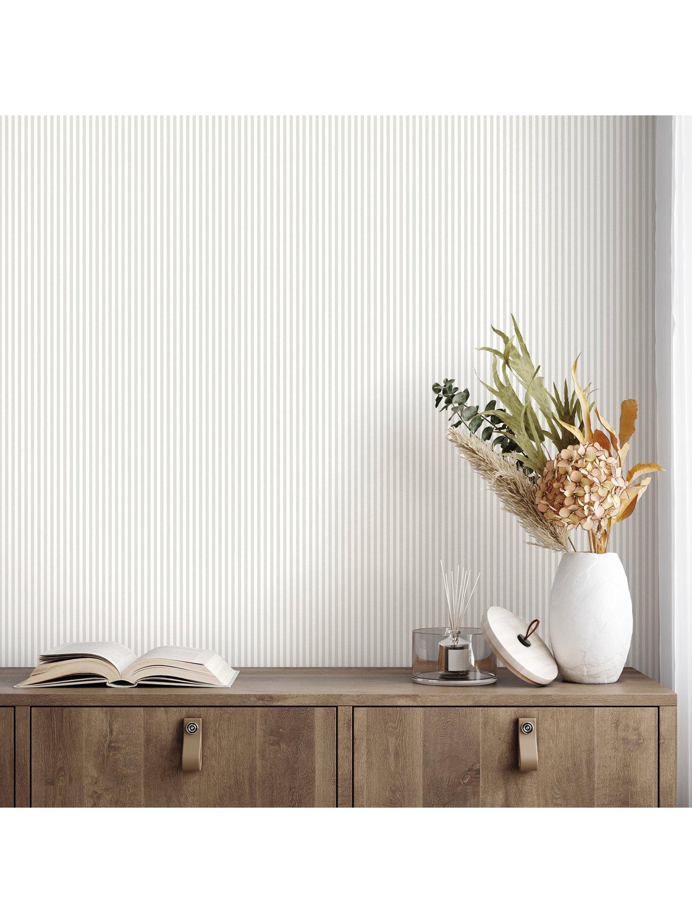Image 7 of 8 of The Very Collection Mini Ticking Stripe Grey Wallpaper