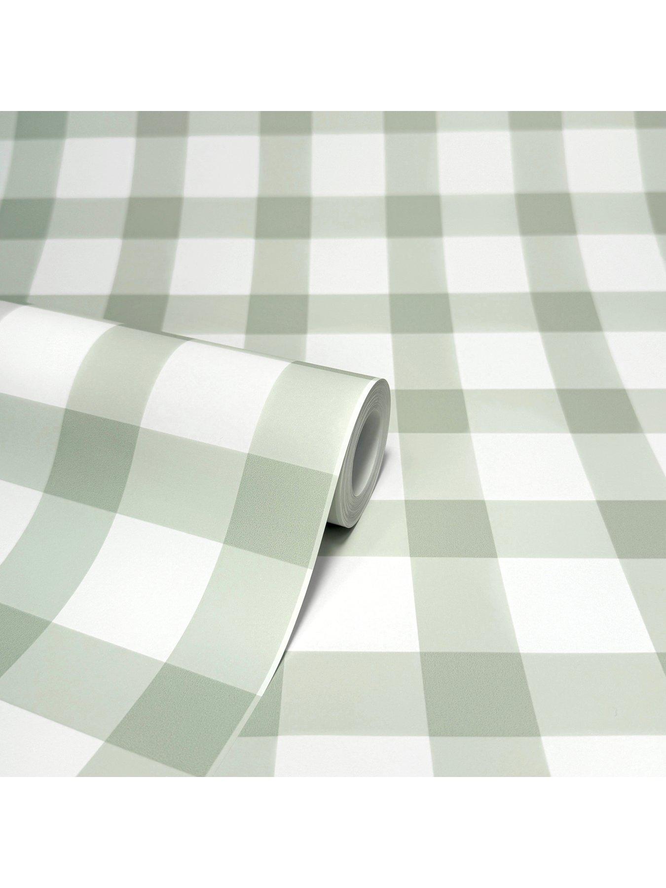 Image 7 of 7 of The Very Collection Gingham Sage Wallpaper