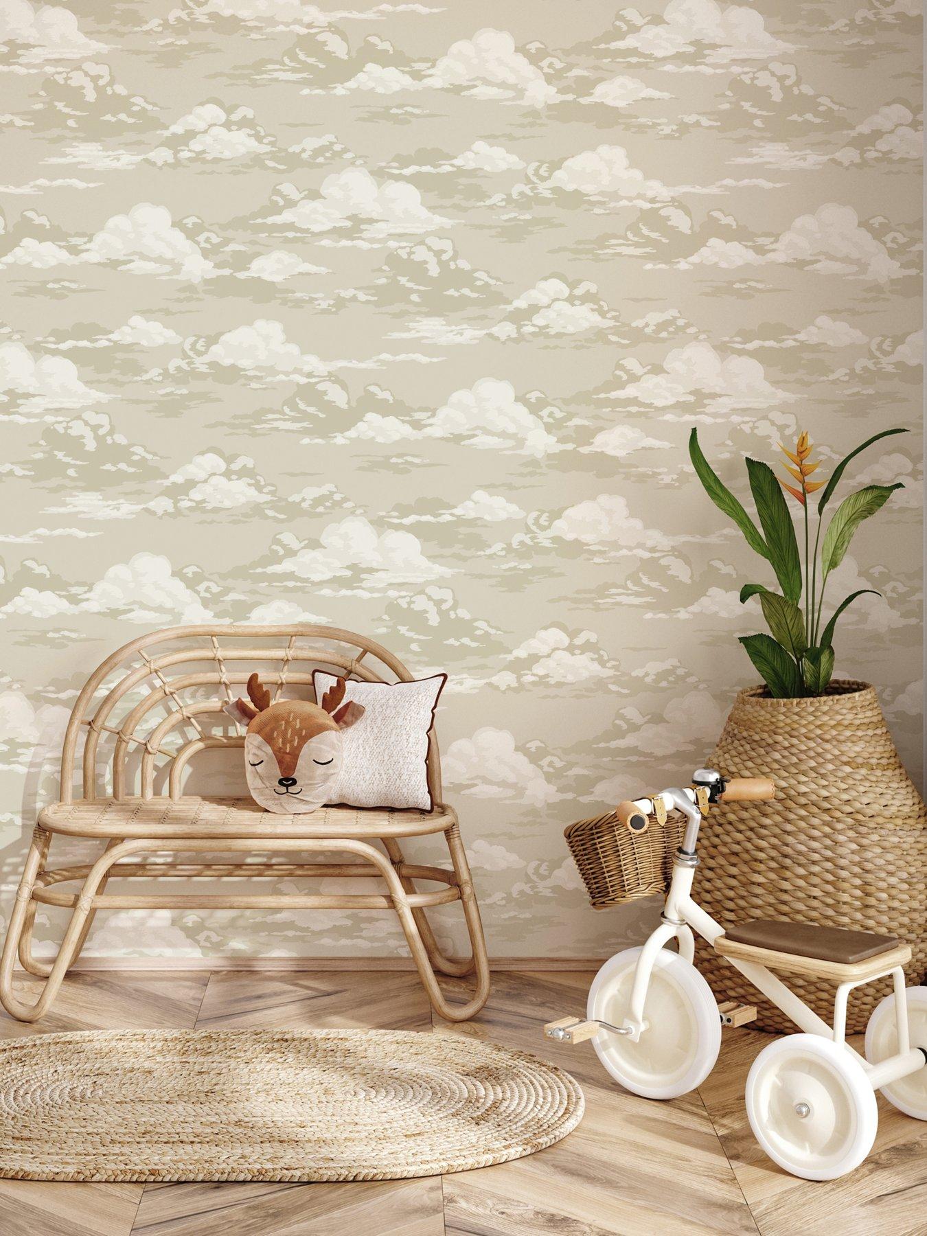 Image 1 of 8 of The Very Collection Vintage Clouds Natural Wallpaper