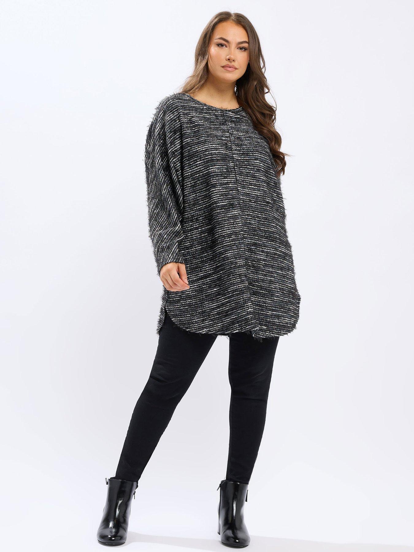 yours-curve-textured-boucle-knit-top-blackback