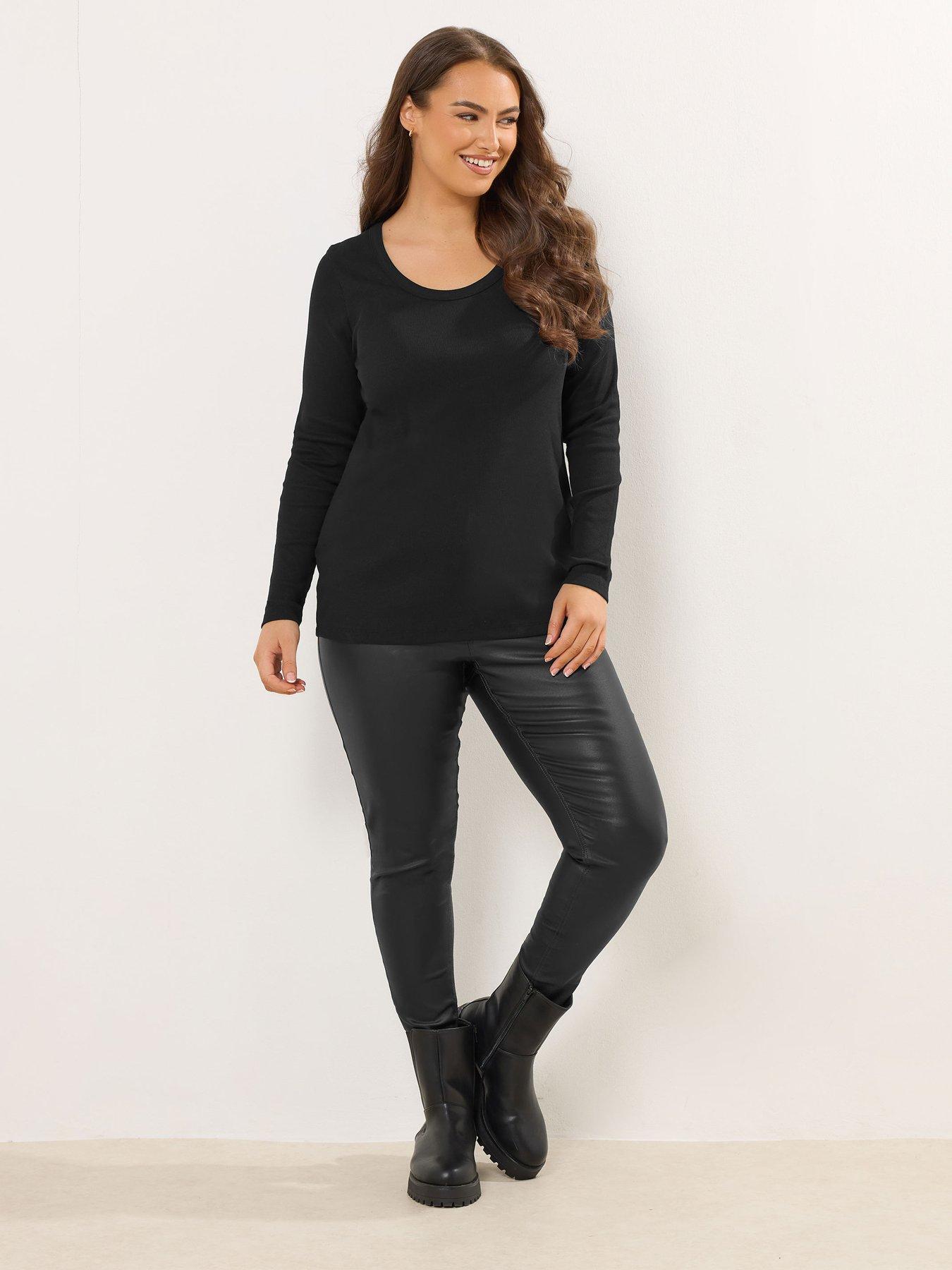 yours-curve-rib-long-sleeve-scoop-top-blackback
