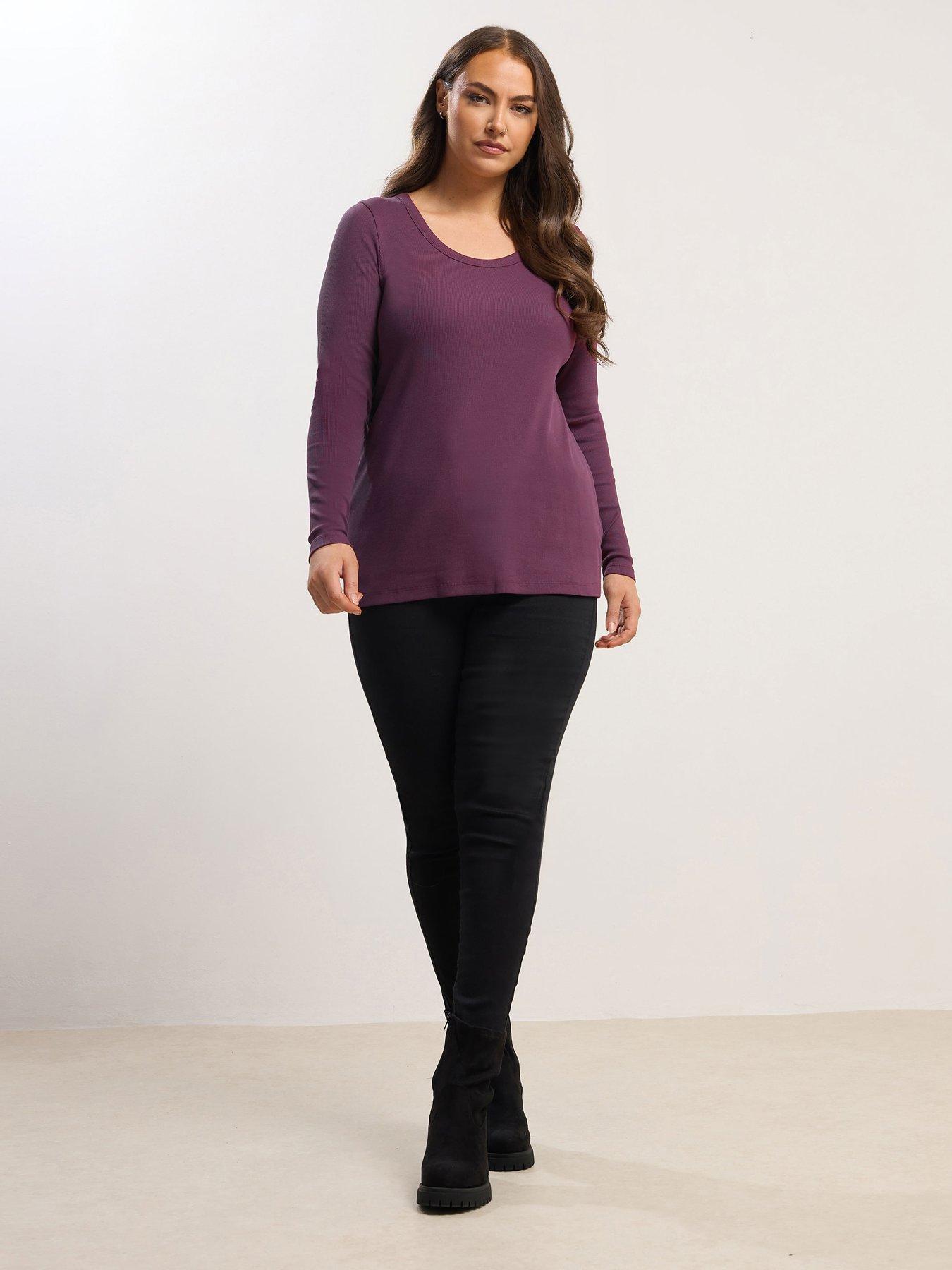 yours-curve-rib-long-sleeve-scoop-top-purpleback